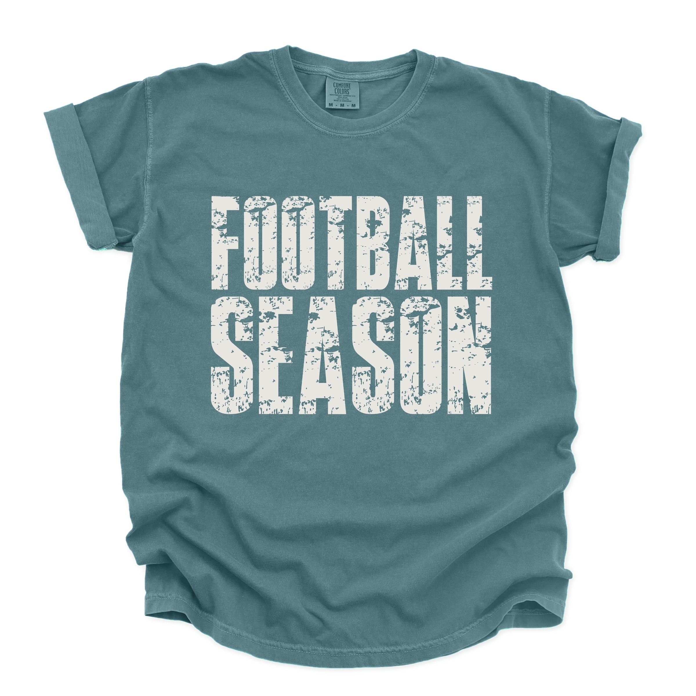Football Season Block Distressed - Women's Garment Dyed Graphic T-Shirt