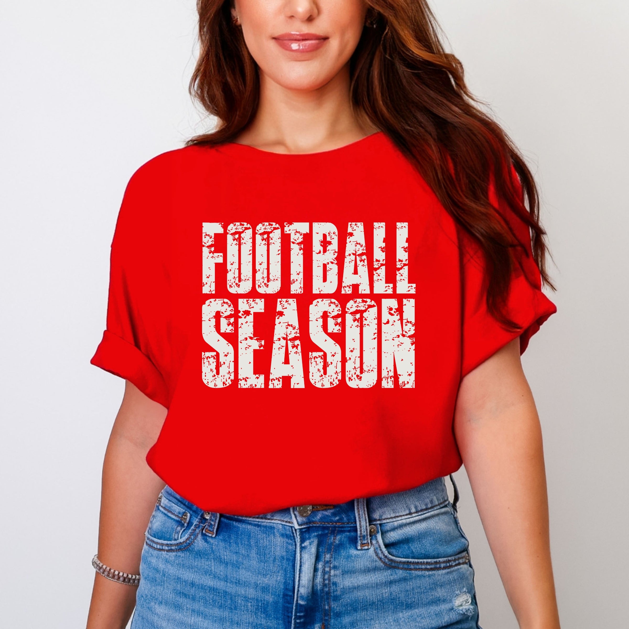 Football Season Block Distressed - Women's Garment Dyed Graphic T-Shirt