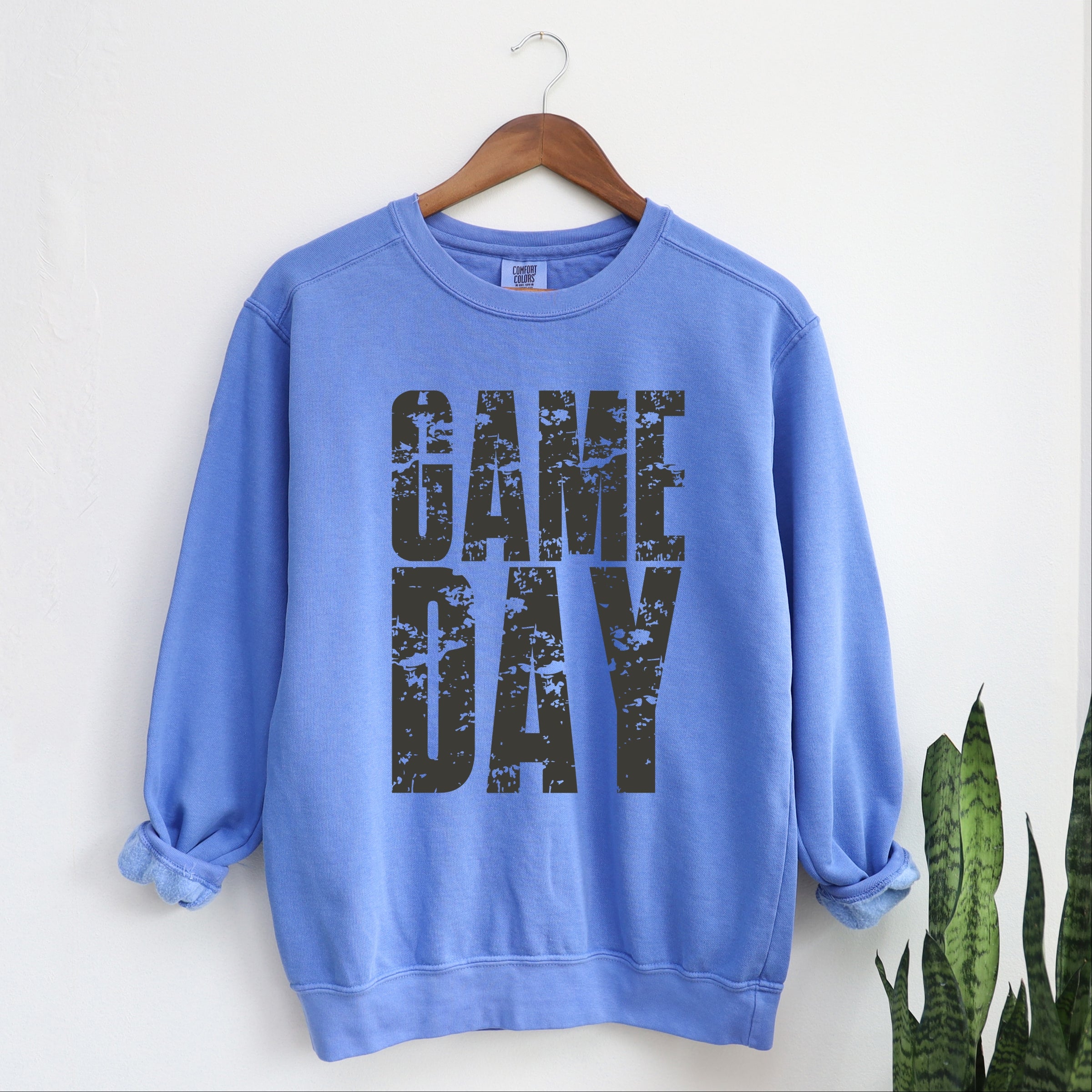Game Day Block Distressed - Women's Garment Dyed Graphic Sweatshirt