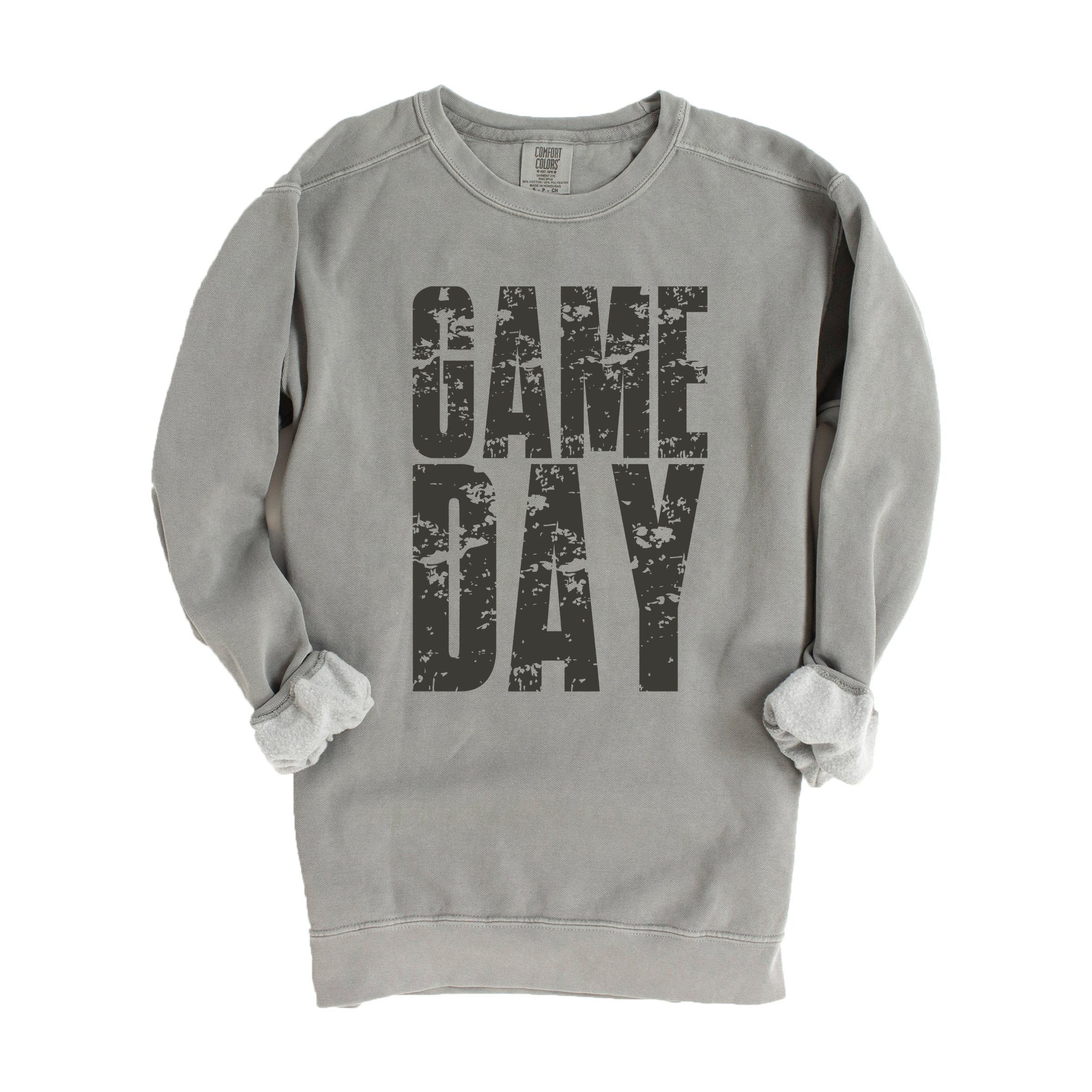 Game Day Block Distressed - Women's Garment Dyed Graphic Sweatshirt