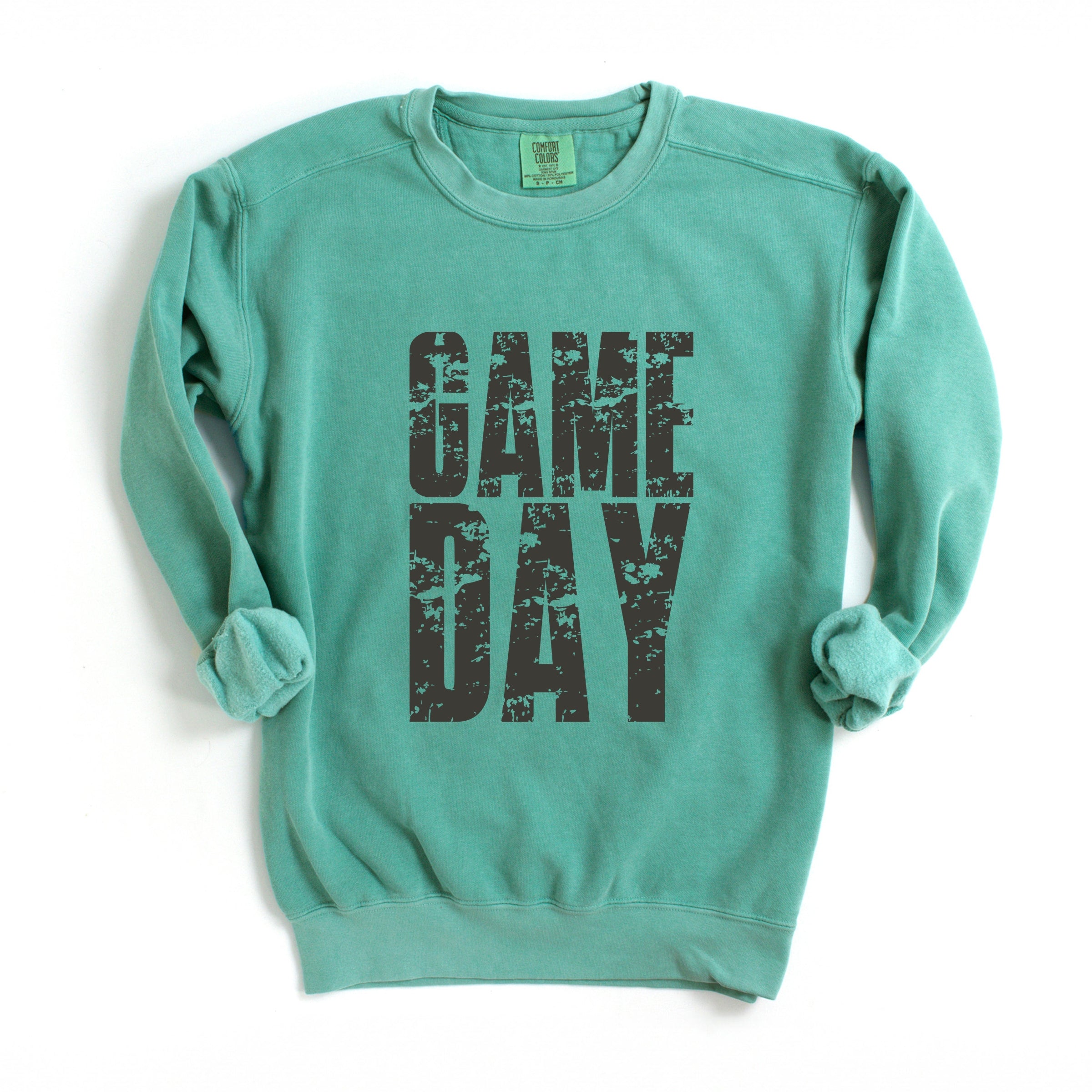 Game Day Block Distressed - Women's Garment Dyed Graphic Sweatshirt
