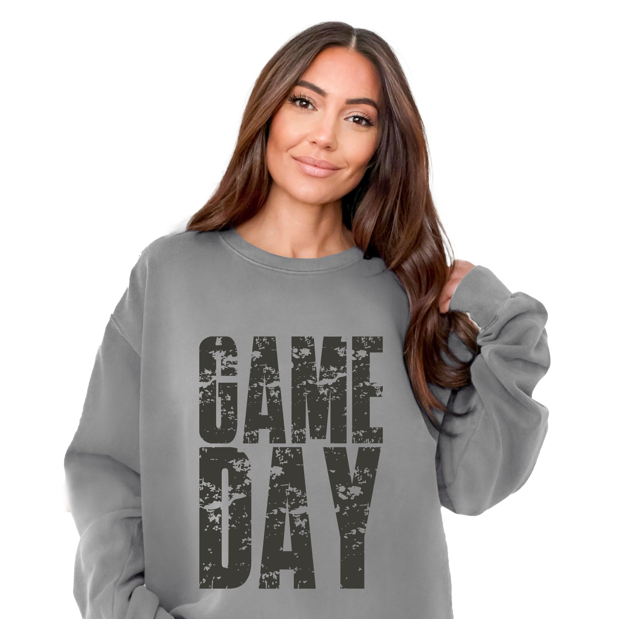 Game Day Block Distressed - Women's Garment Dyed Graphic Sweatshirt