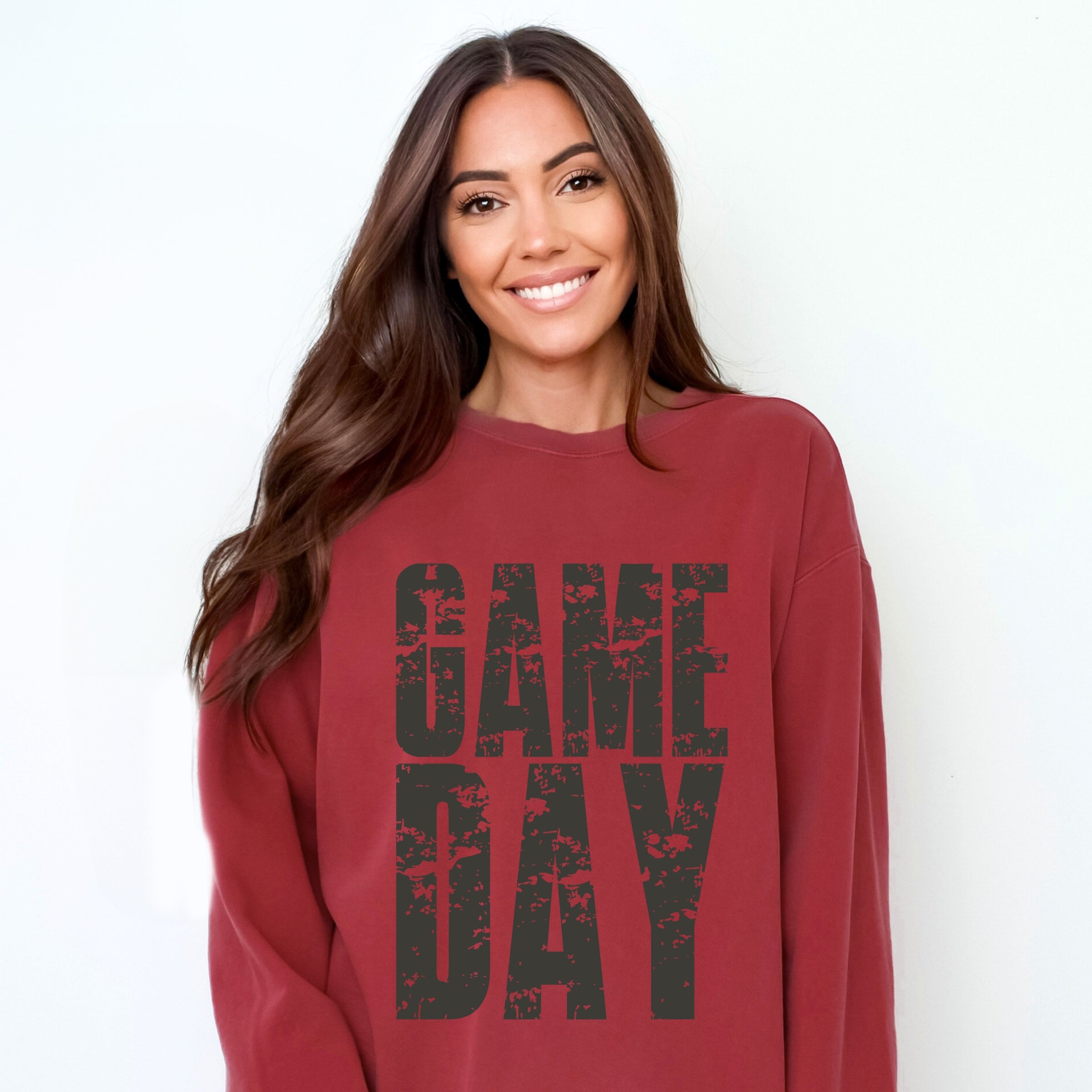 Game Day Block Distressed - Women's Garment Dyed Graphic Sweatshirt