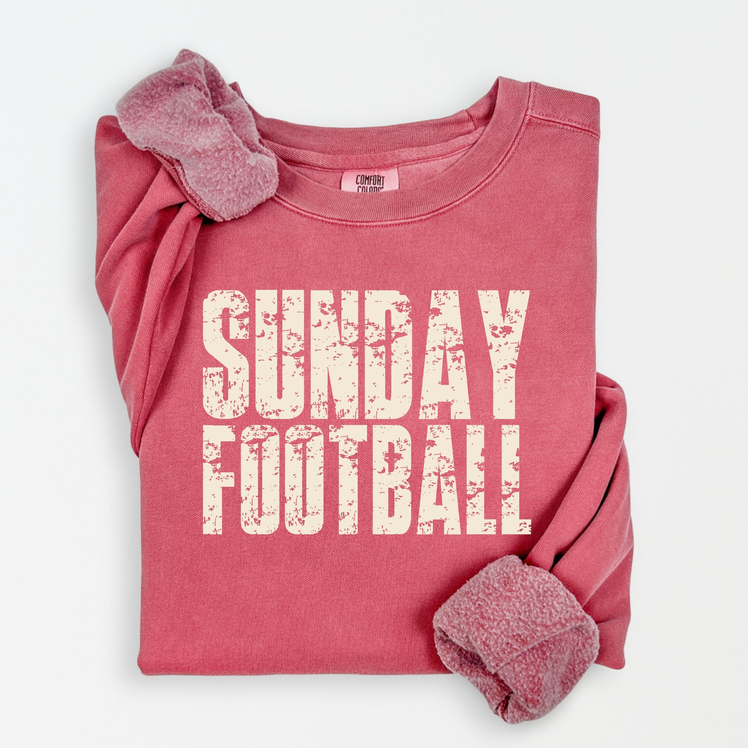 Sunday Football Block Distressed - Women's Lightweight Garment Dyed Sweatshirt
