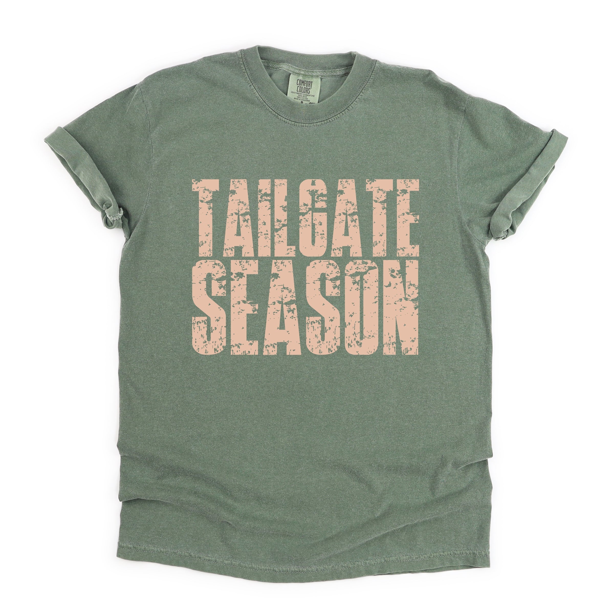 Tailgate Season Block Distressed - Women's Garment Dyed Graphic T-Shirt