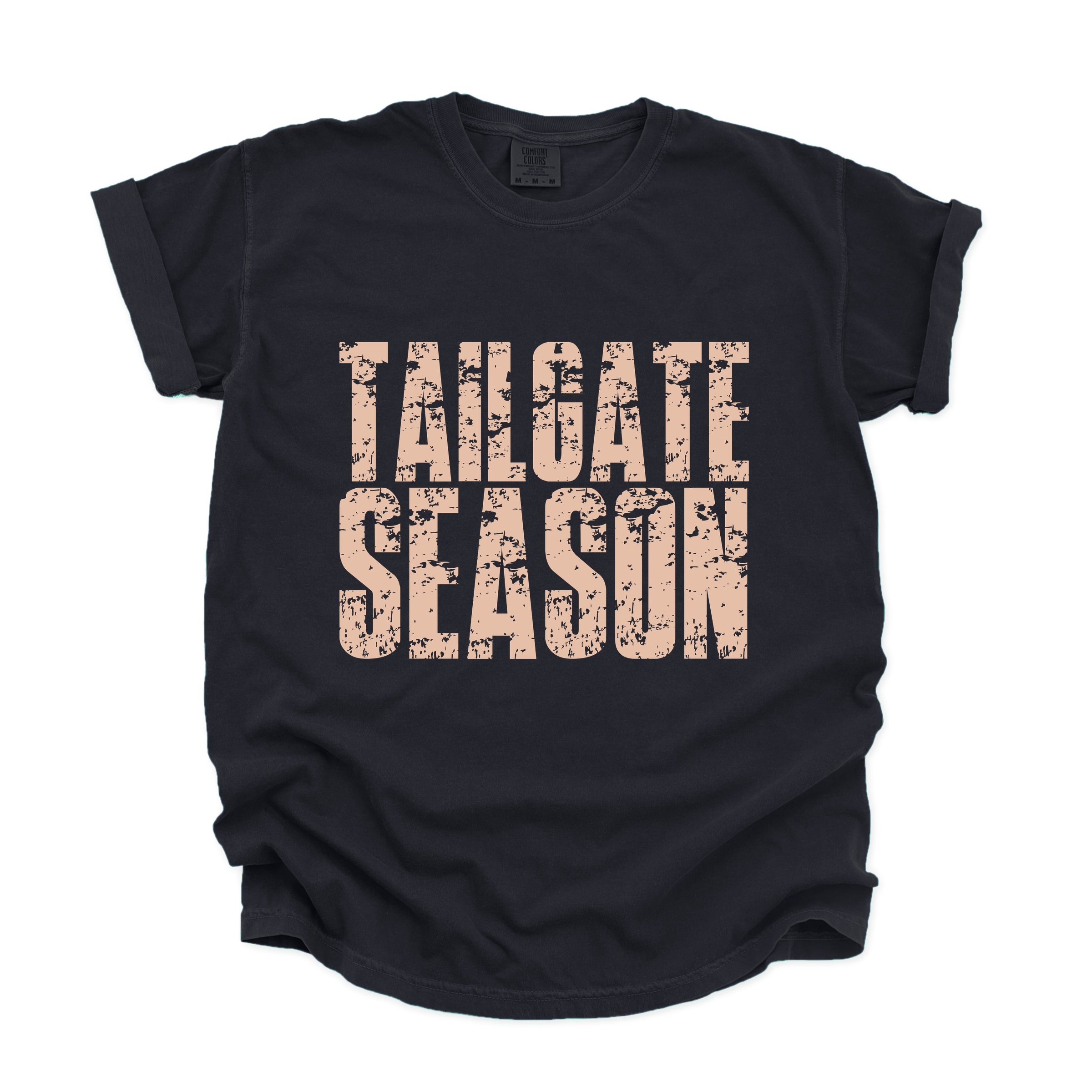 Tailgate Season Block Distressed - Women's Garment Dyed Graphic T-Shirt