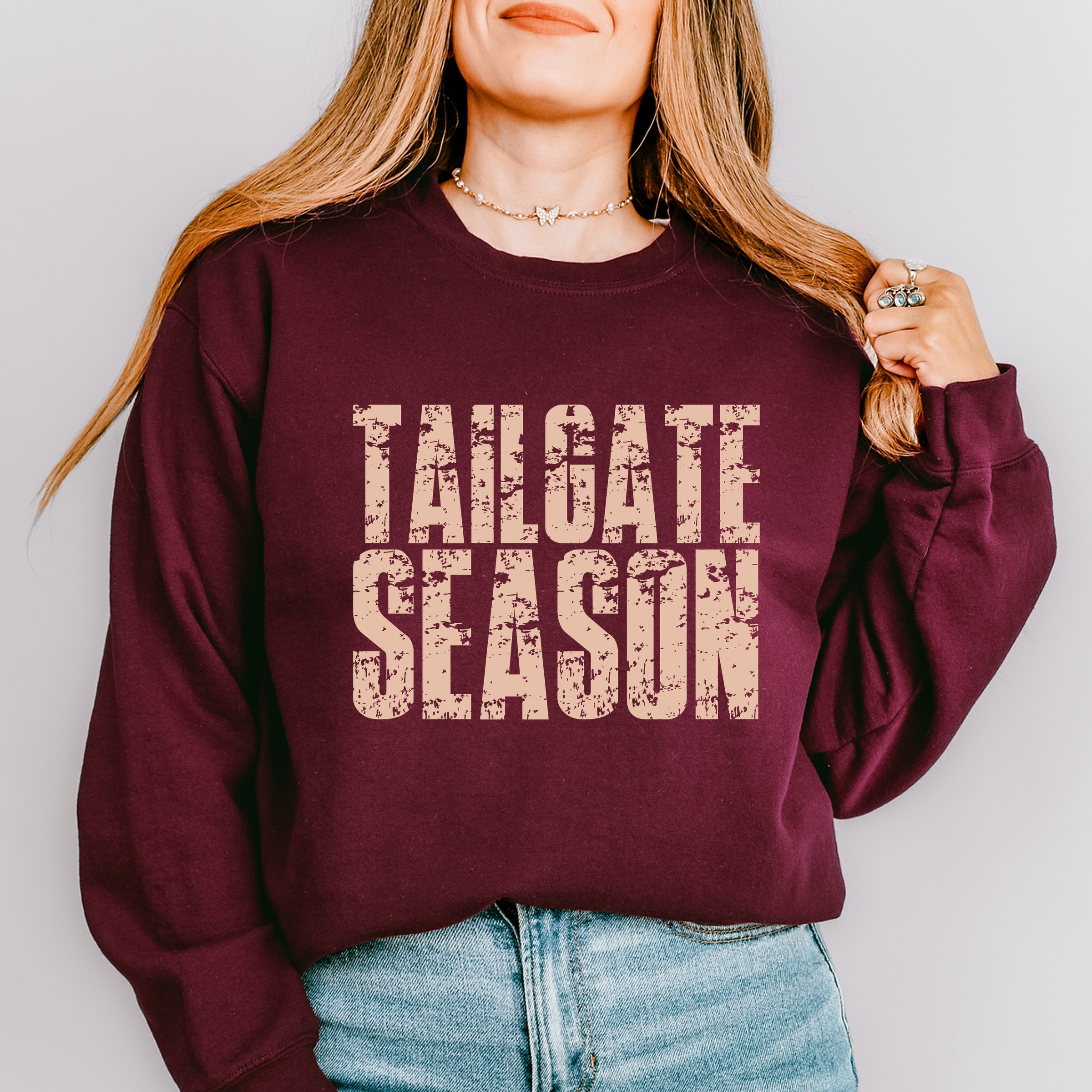 Tailgate Season Block Distressed - Women's Graphic Sweatshirt