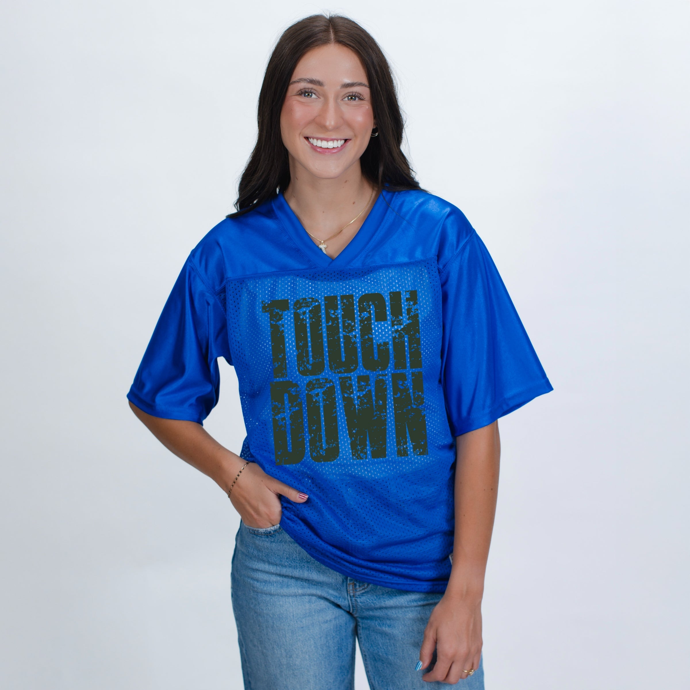 Touch Down Block Distressed - Football Jersey