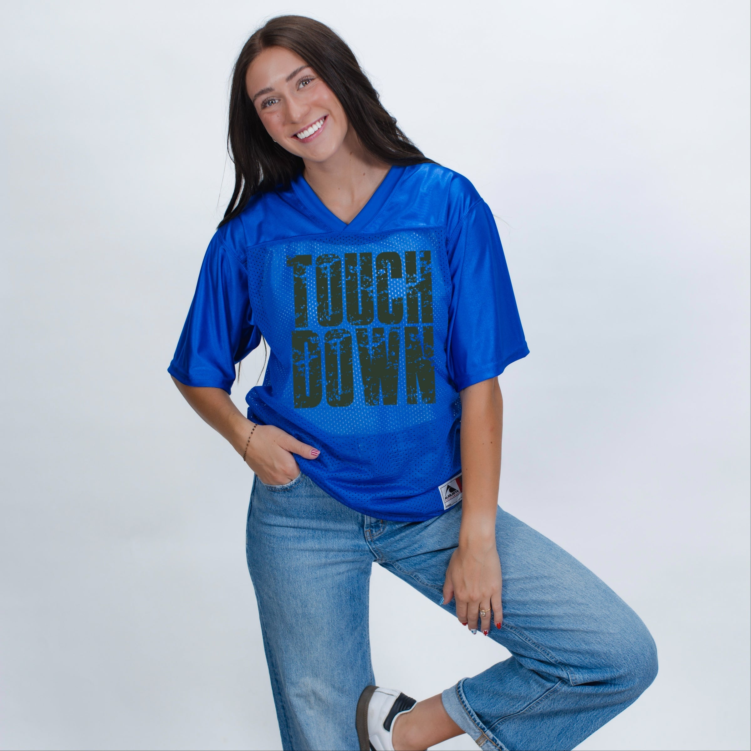 Touch Down Block Distressed - Football Jersey