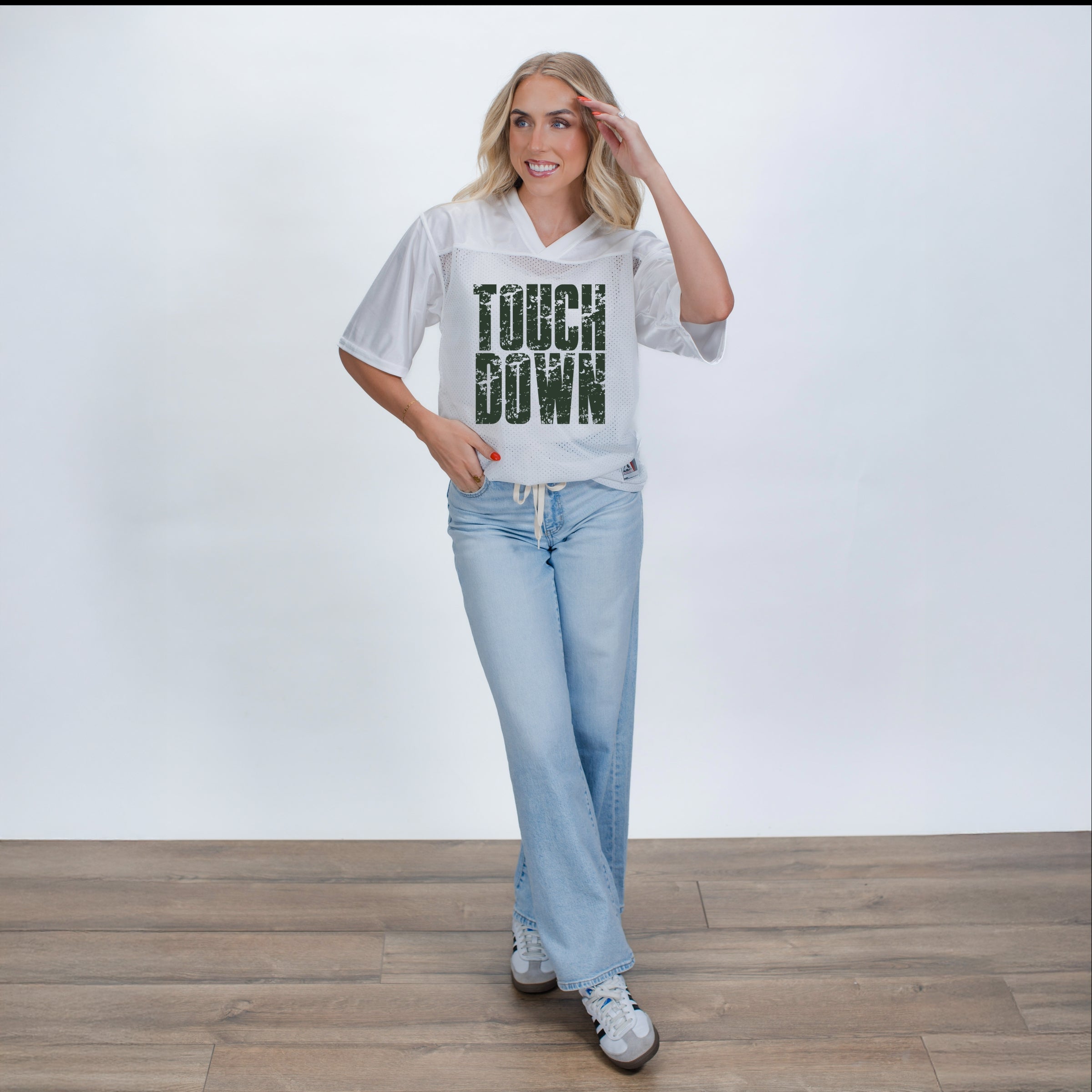 Touch Down Block Distressed - Football Jersey