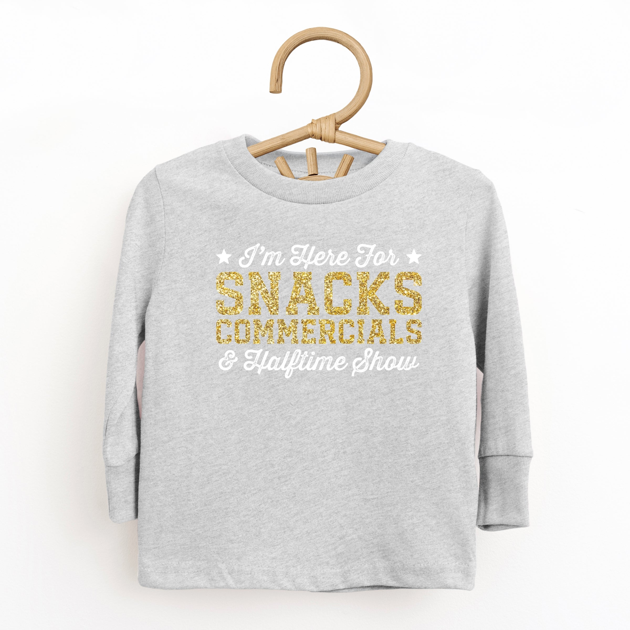 I'm Here For Snacks Commercials & Halftime Show Glitter - Toddler Long Sleeve Graphic Tee