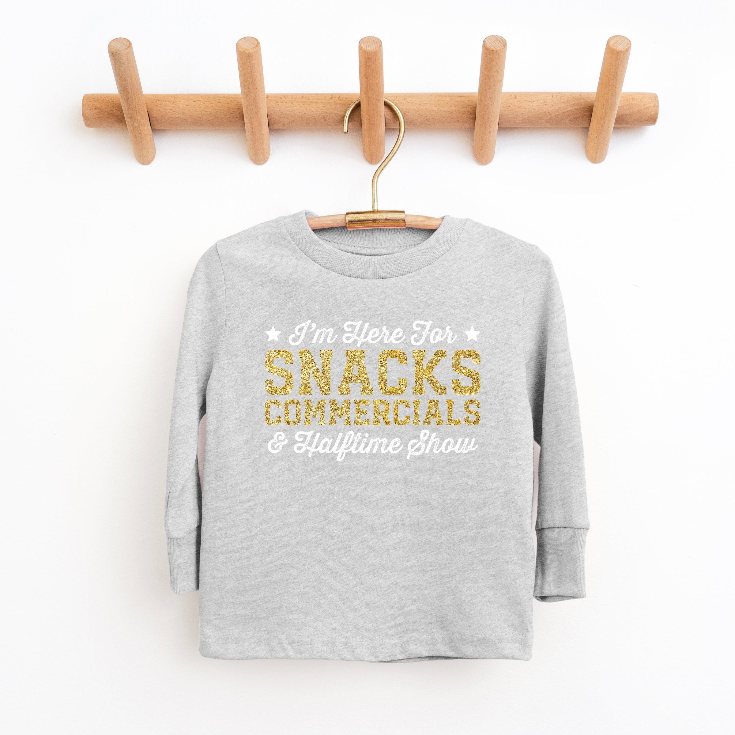 I'm Here For Snacks Commercials & Halftime Show Glitter - Youth Long Sleeve Graphic T-Shirt