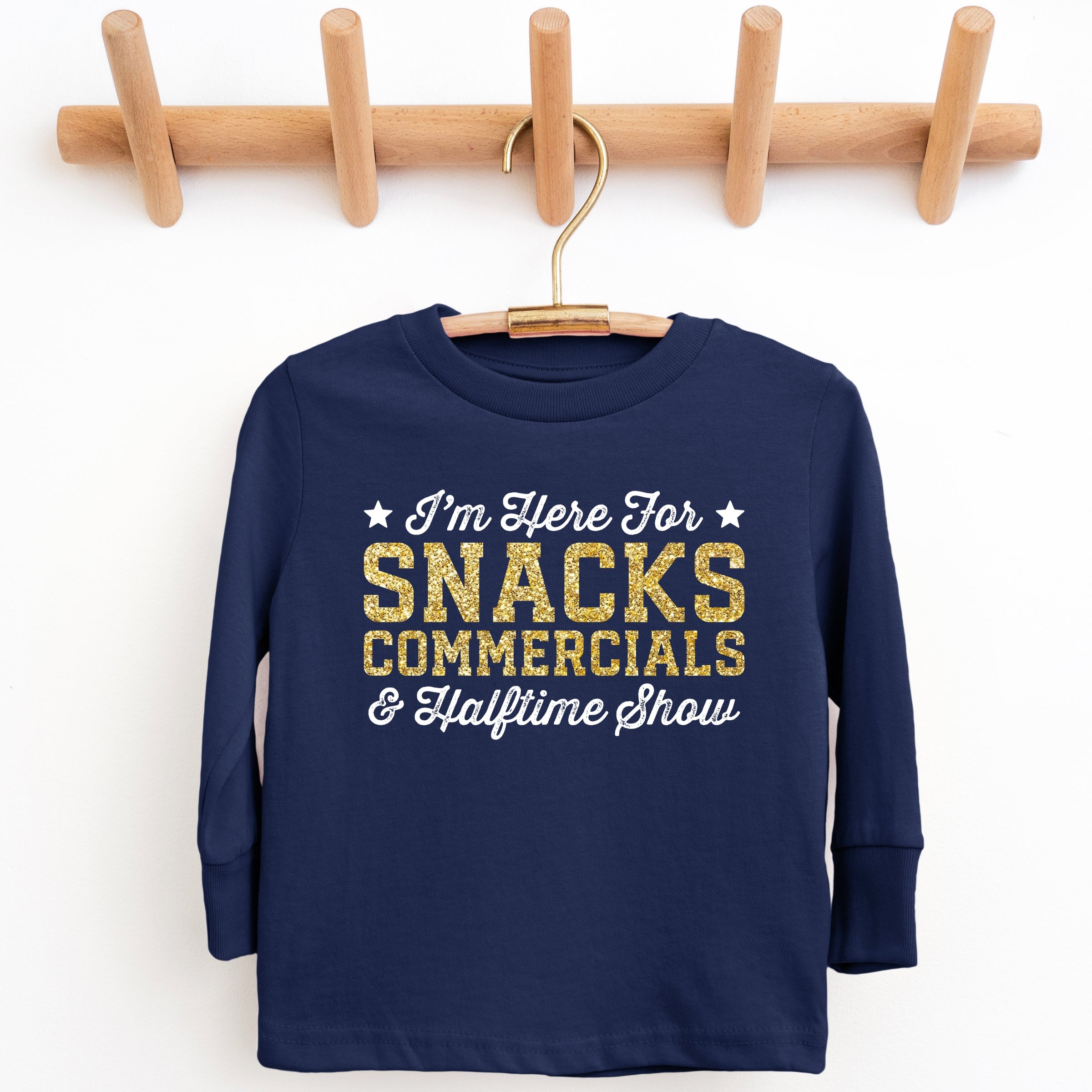 I'm Here For Snacks Commercials & Halftime Show Glitter - Youth Long Sleeve Graphic T-Shirt
