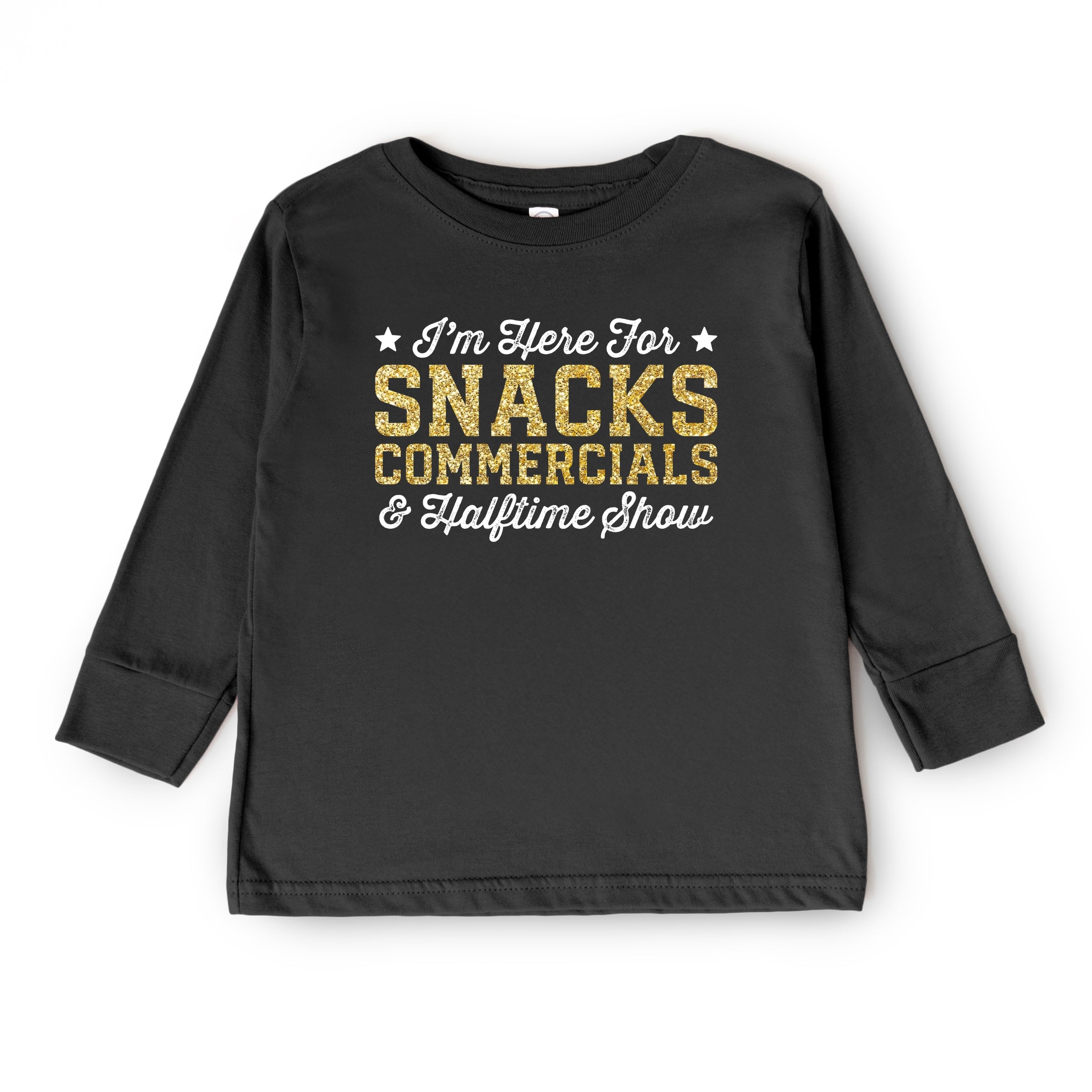 I'm Here For Snacks Commercials & Halftime Show Glitter - Youth Long Sleeve Graphic T-Shirt