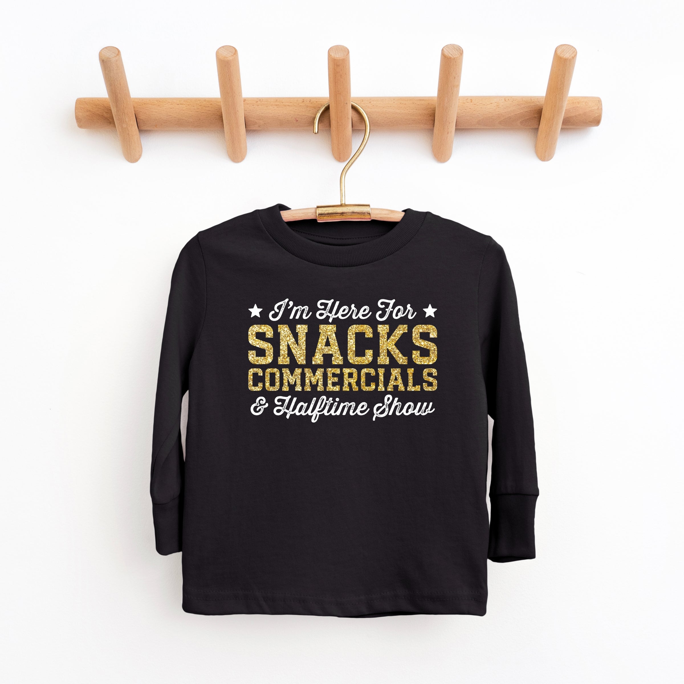 I'm Here For Snacks Commercials & Halftime Show Glitter - Youth Long Sleeve Graphic T-Shirt