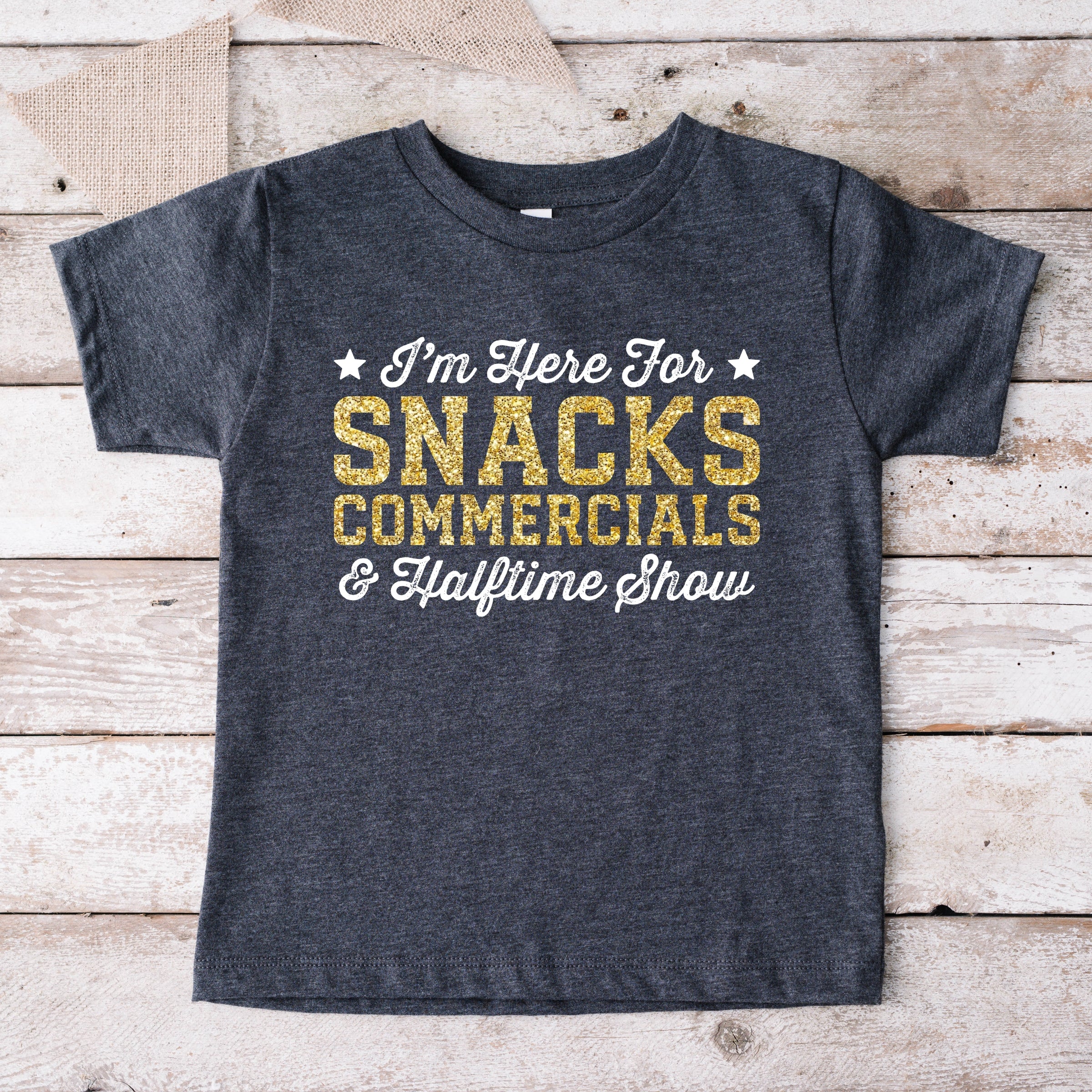 I'm Here For Snacks Commercials & Halftime Show Glitter - Toddler Short Sleeve Graphic T-Shirt