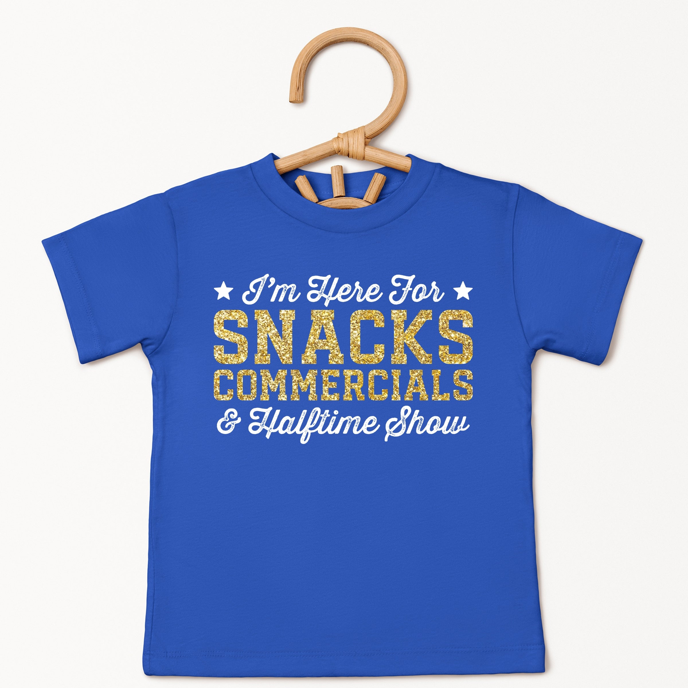 I'm Here For Snacks Commercials & Halftime Show Glitter - Toddler Short Sleeve Graphic T-Shirt