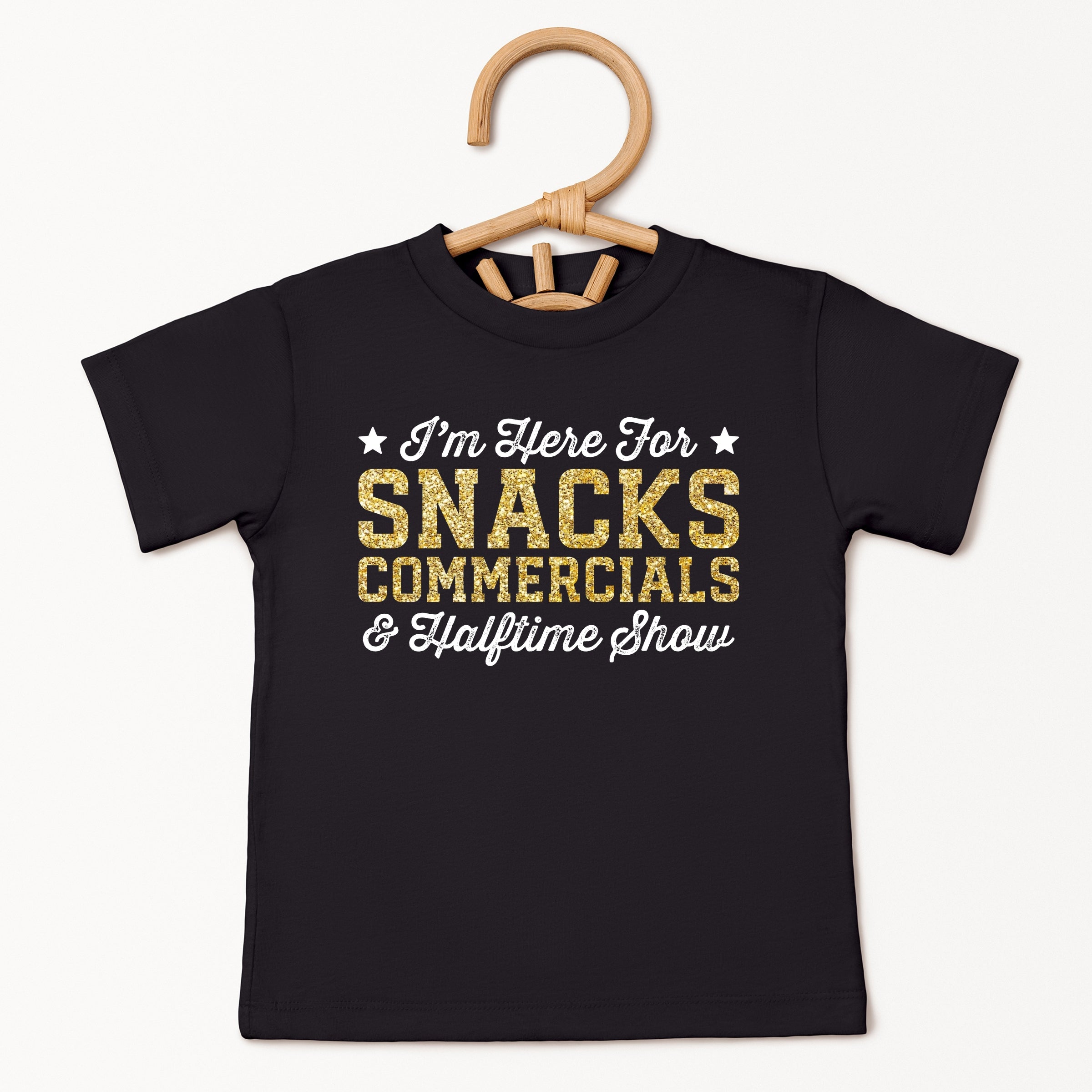 I'm Here For Snacks Commercials & Halftime Show Glitter - Toddler Short Sleeve Graphic T-Shirt