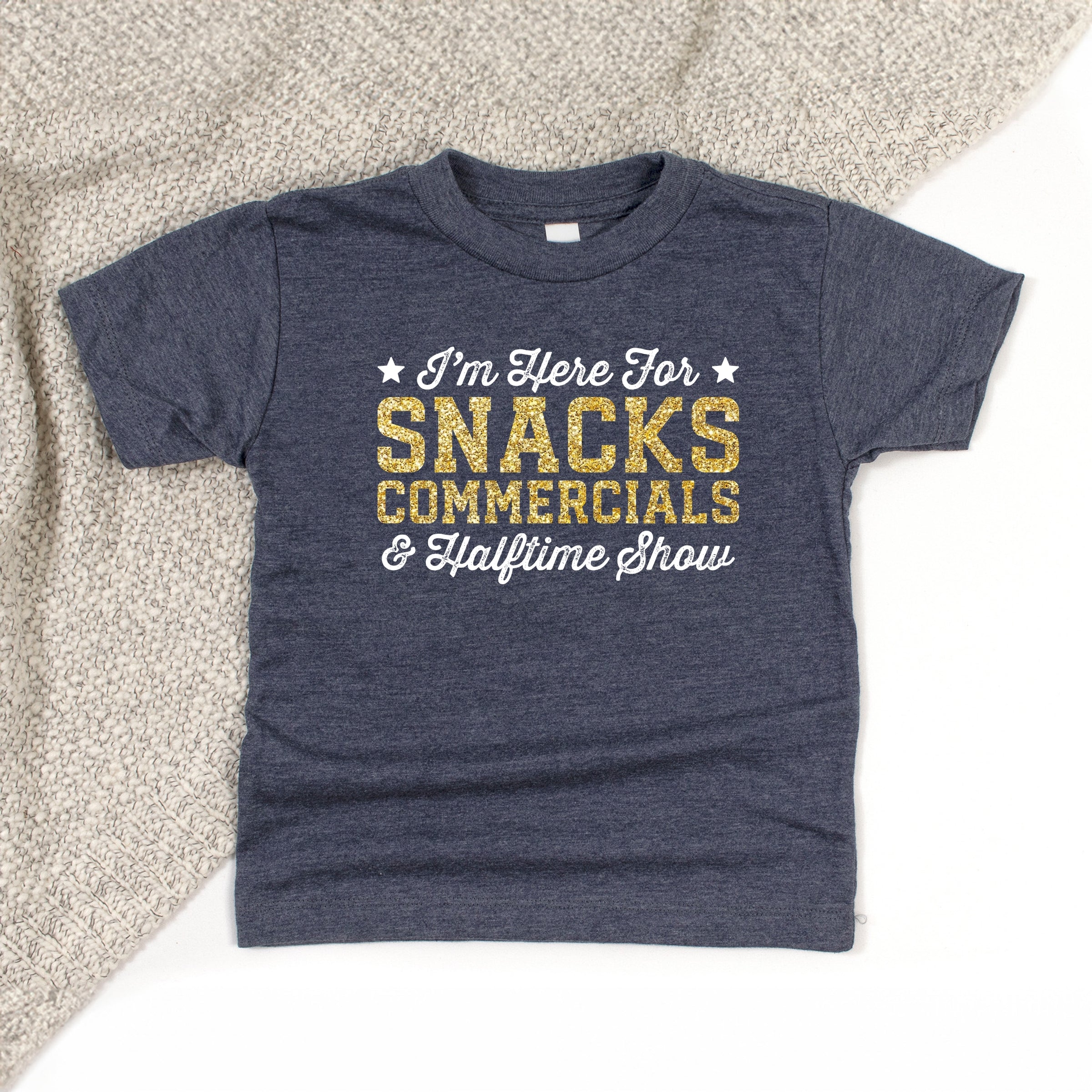 I'm Here For Snacks Commercials & Halftime Show Glitter - Toddler Short Sleeve Graphic T-Shirt