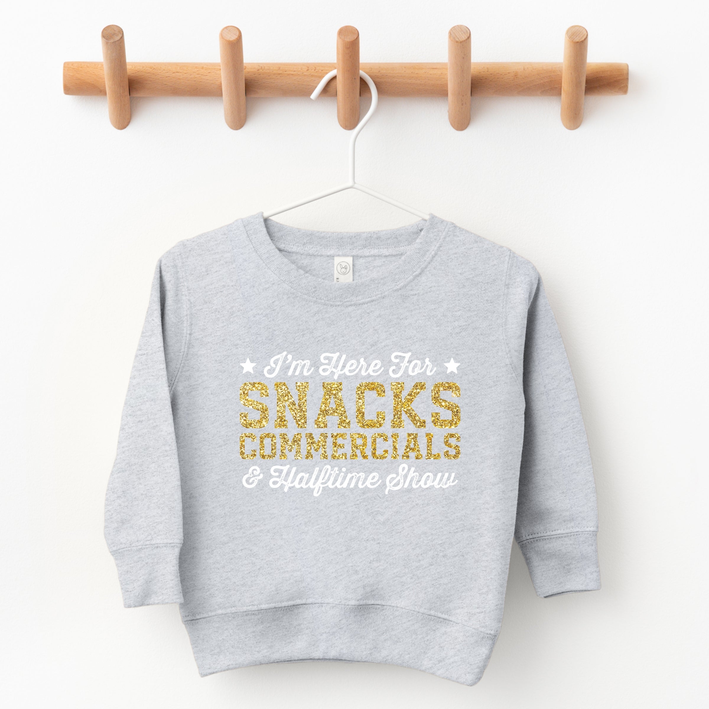 I'm Here For Snacks Commercials & Halftime Show Glitter - Toddler Graphic Sweatshirt