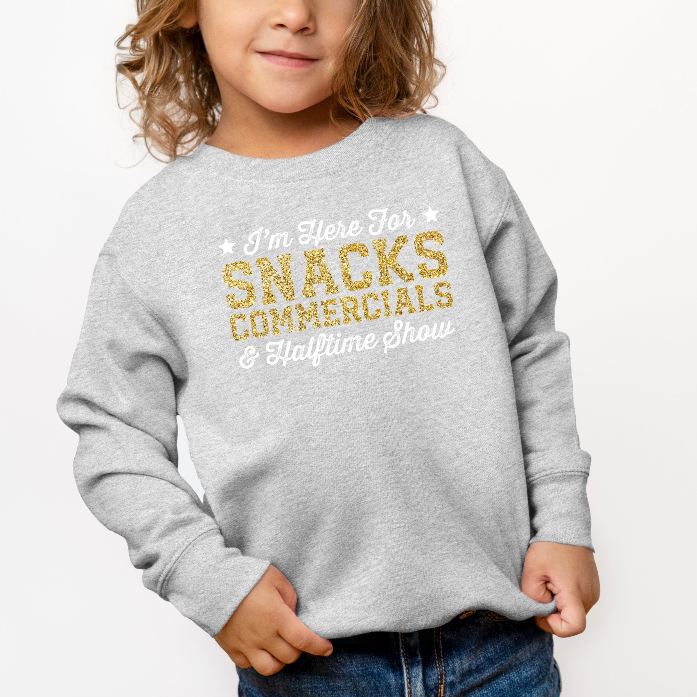 I'm Here For Snacks Commercials & Halftime Show Glitter - Toddler Graphic Sweatshirt