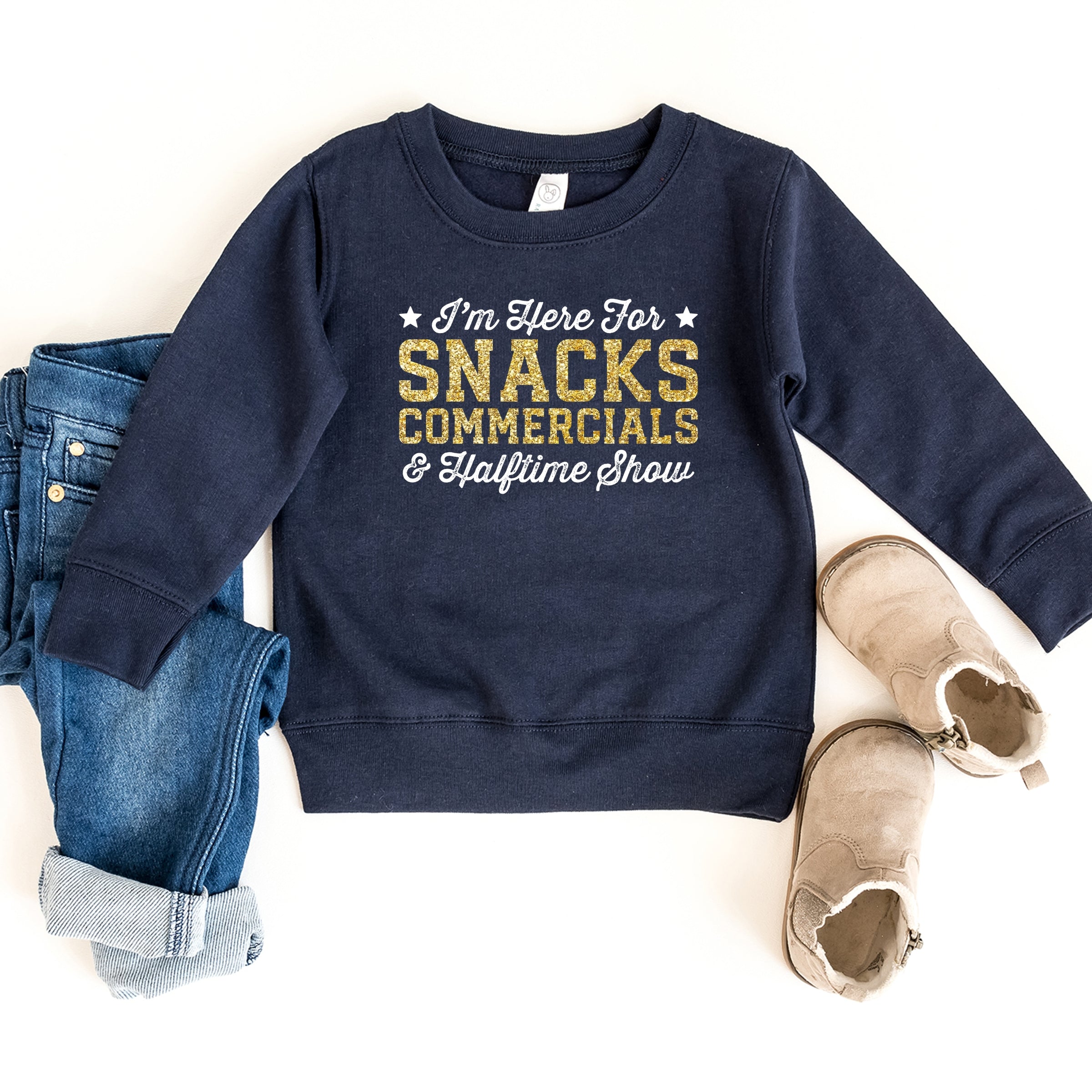 I'm Here For Snacks Commercials & Halftime Show Glitter - Toddler Graphic Sweatshirt