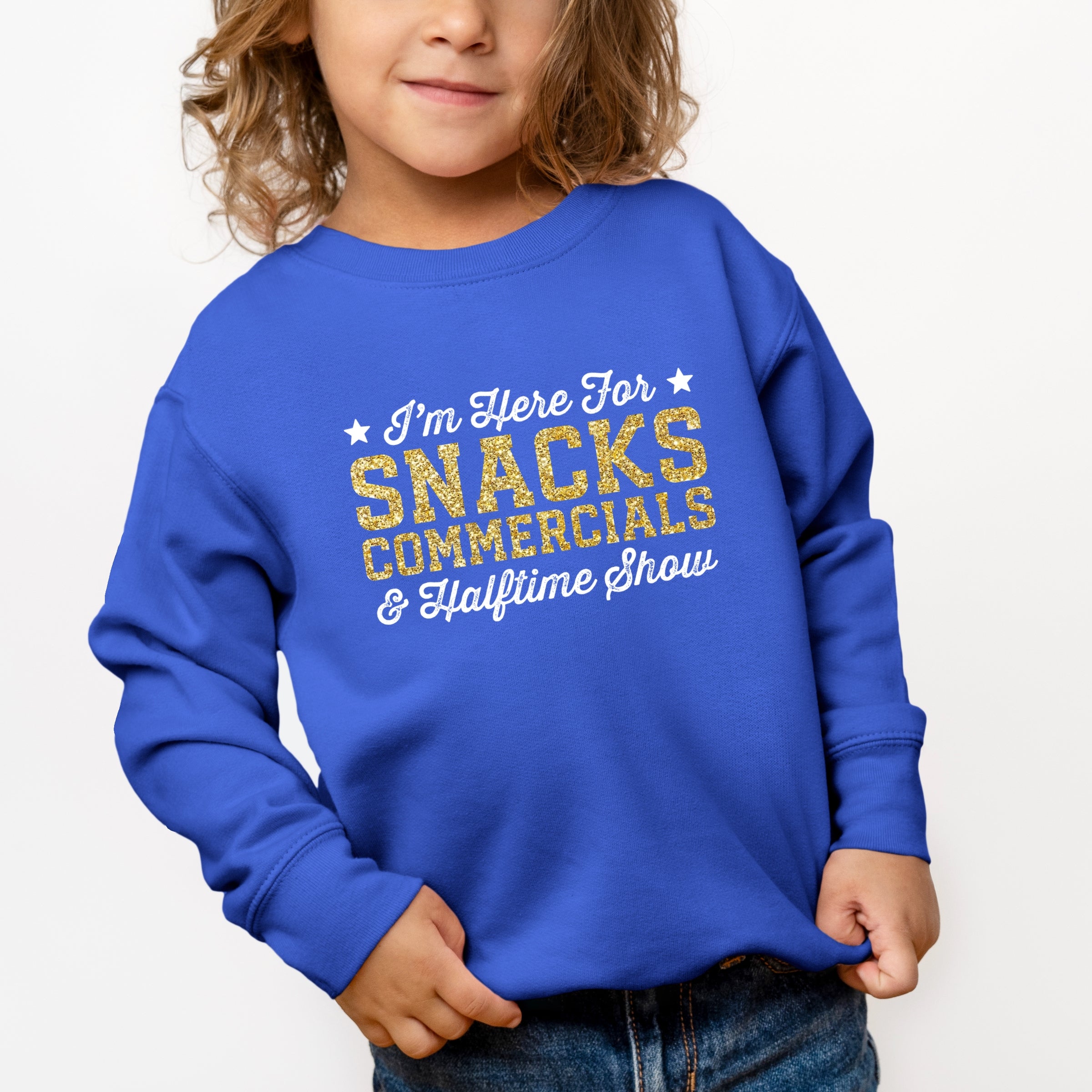 I'm Here For Snacks Commercials & Halftime Show Glitter - Toddler Graphic Sweatshirt