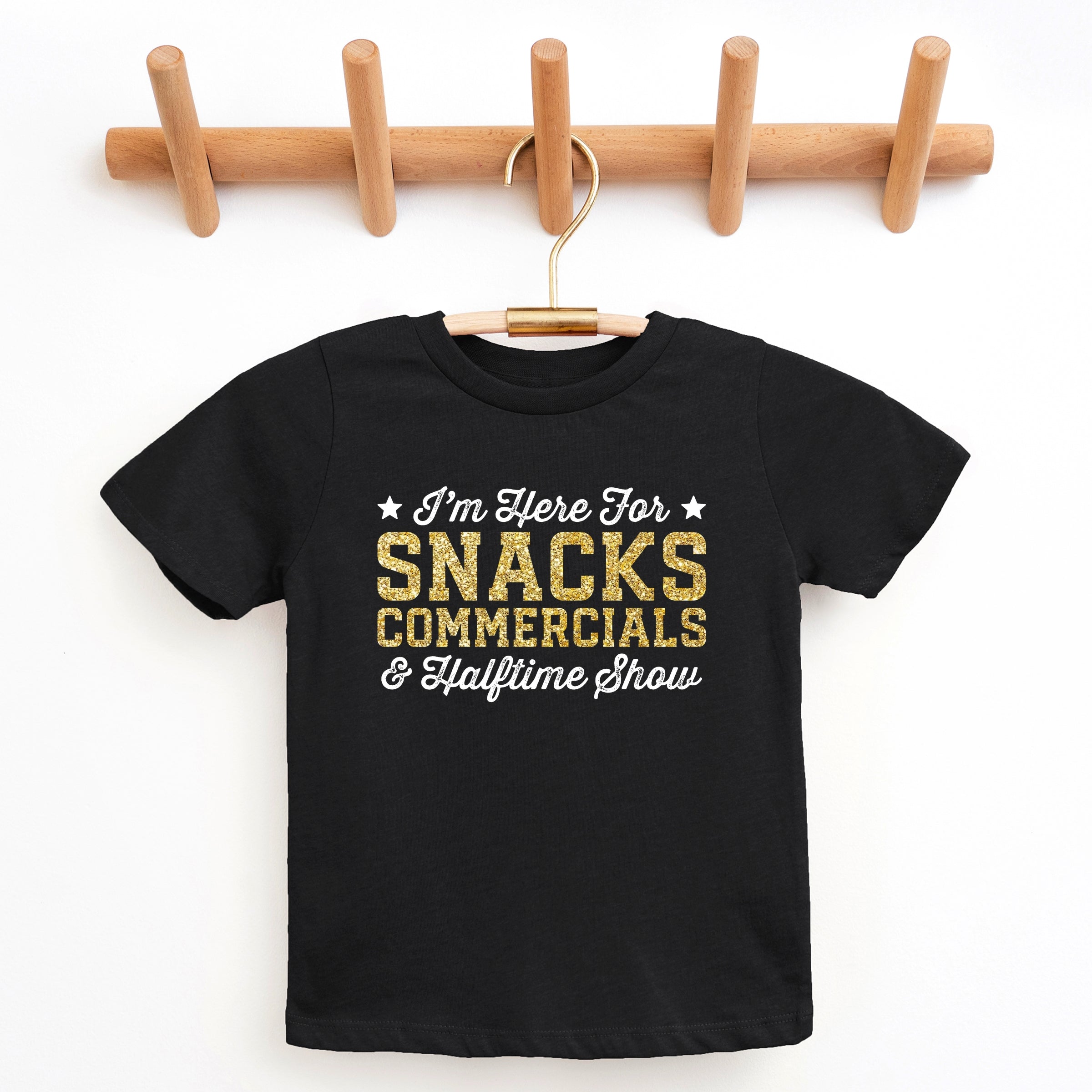 I'm Here For Snacks Commercials & Halftime Show Glitter - Youth Short Sleeve Graphic T-Shirt