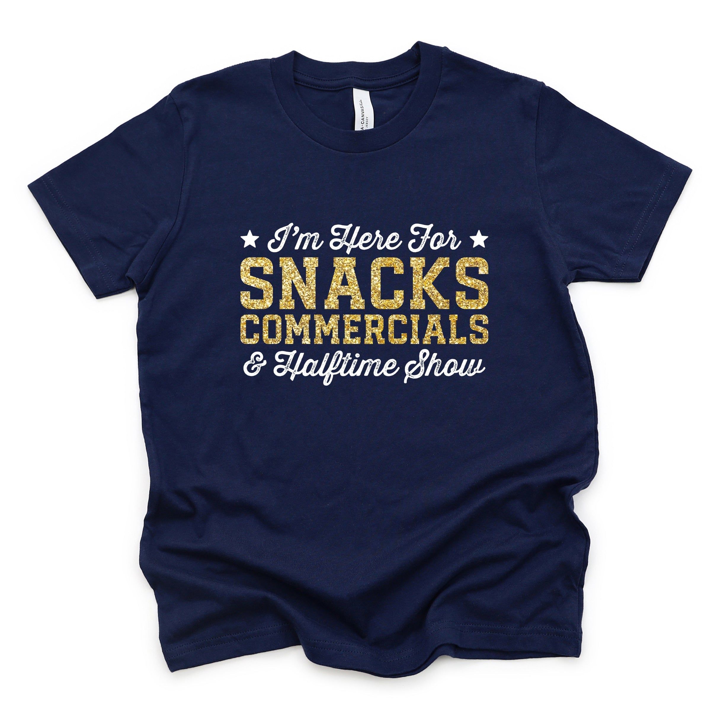 I'm Here For Snacks Commercials & Halftime Show Glitter - Youth Short Sleeve Graphic T-Shirt