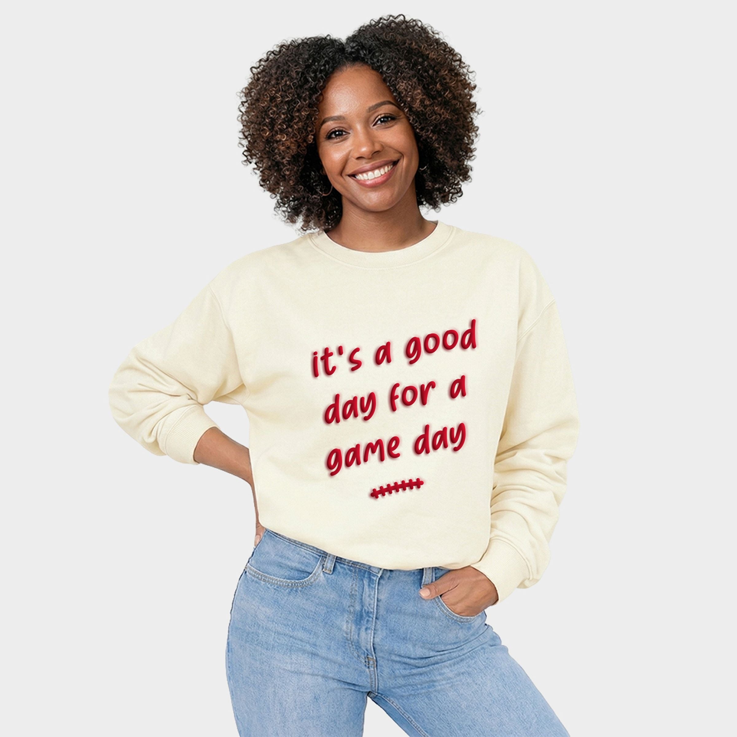 It's A Good Day For A Game Day Puff Print - Women's Graphic Sweatshirt
