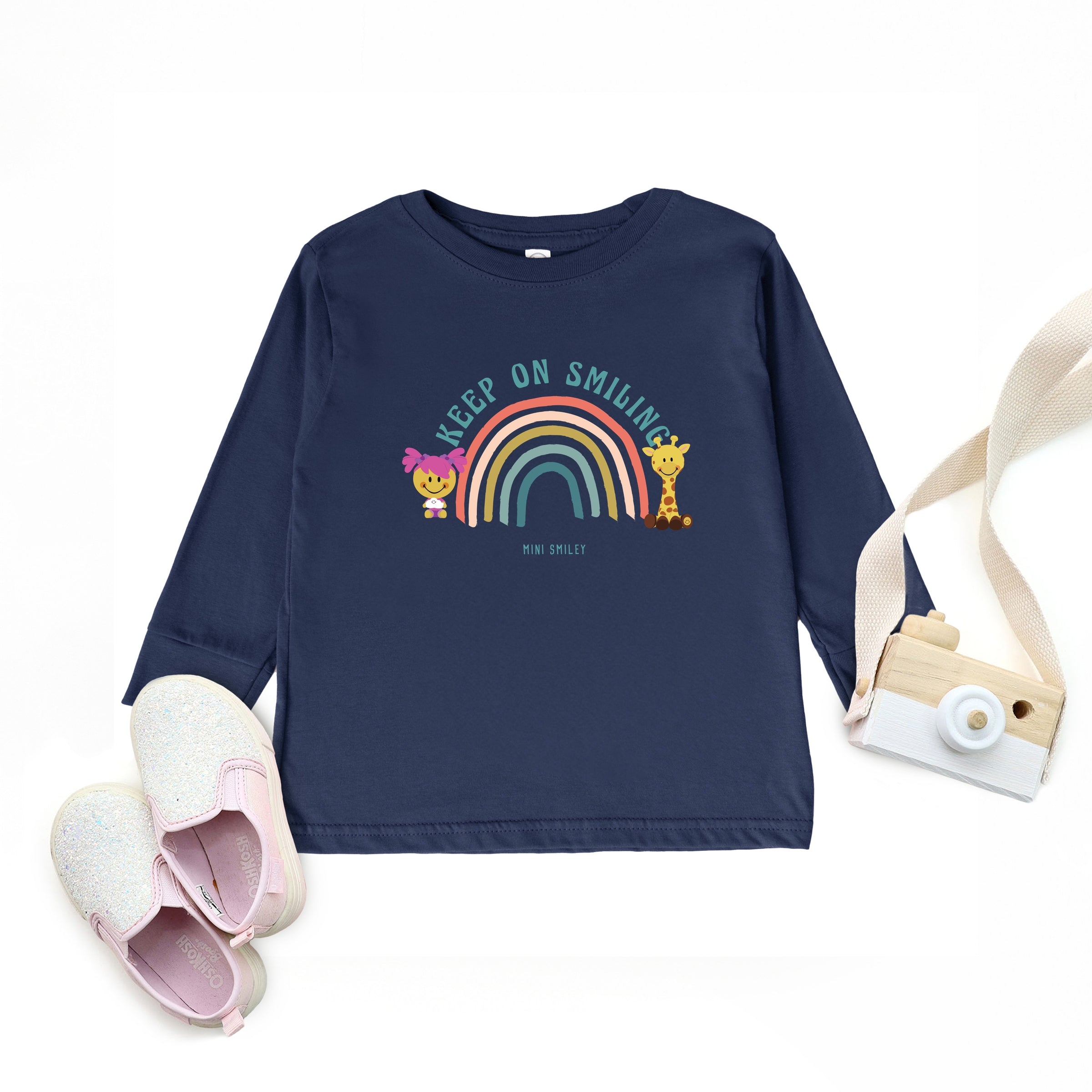Mini Smiley Keep On Smiling Rainbow - Toddler Long Sleeve Graphic Tee