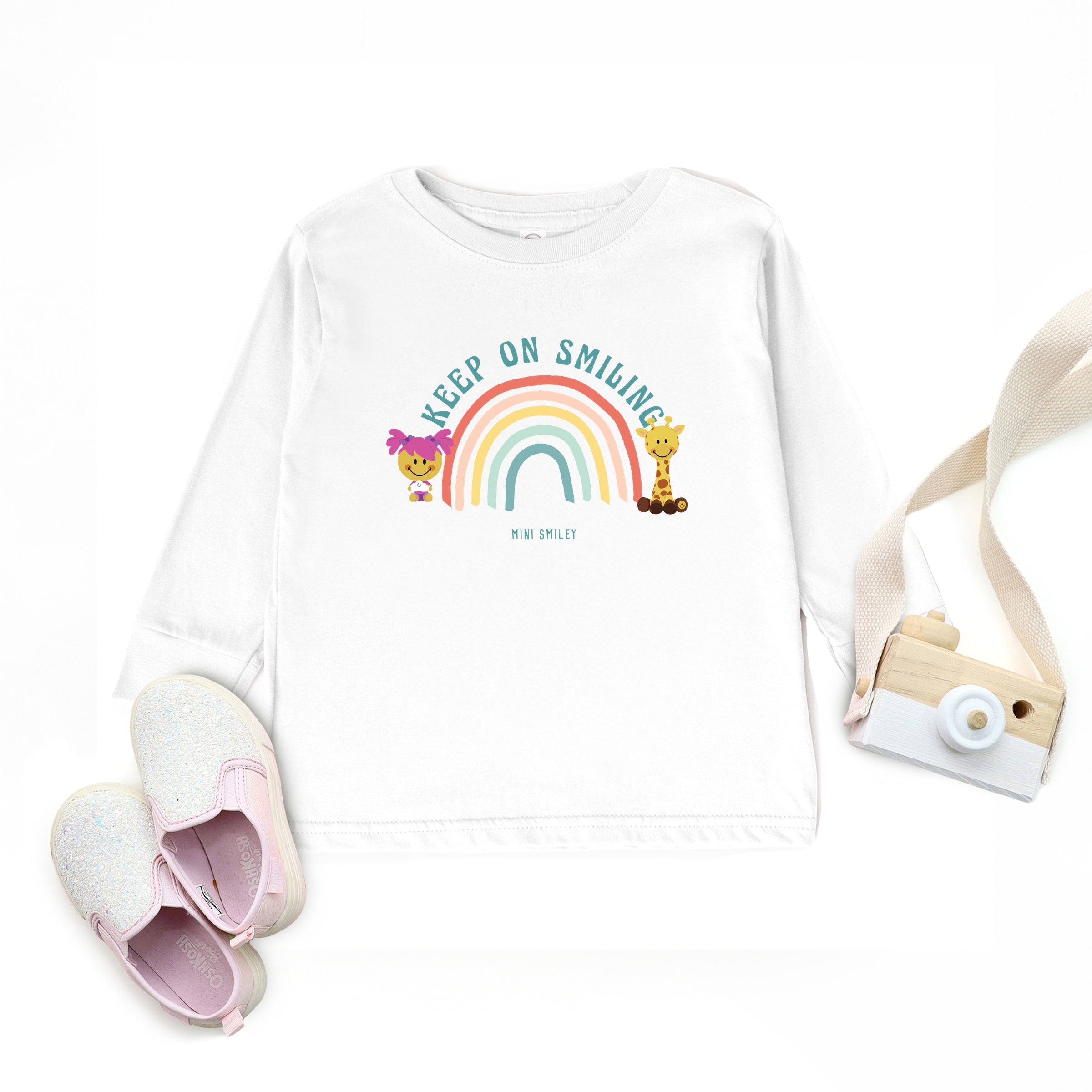 Mini Smiley Keep On Smiling Rainbow - Toddler Long Sleeve Graphic Tee