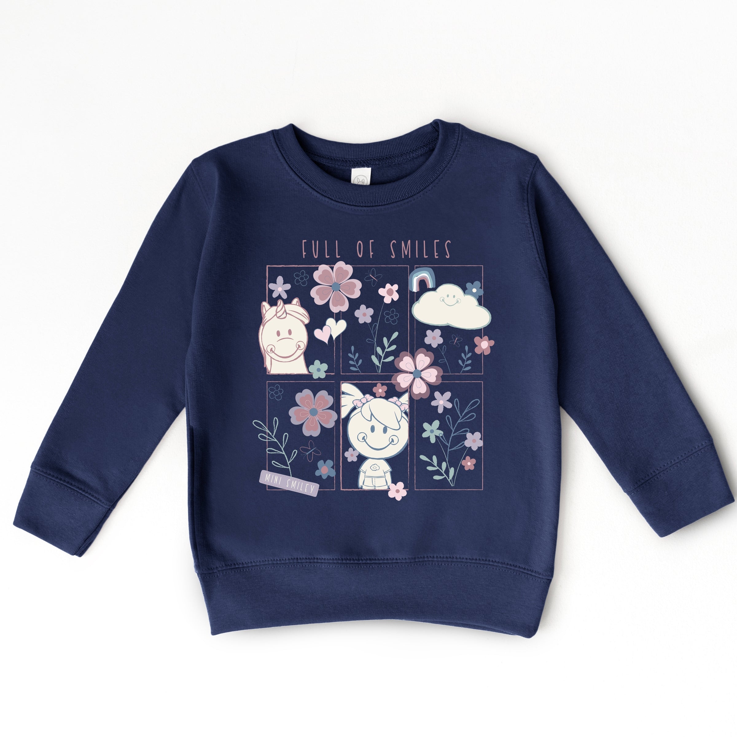 Mini Smiley Full of Smiles Outline - Toddler Graphic Sweatshirt