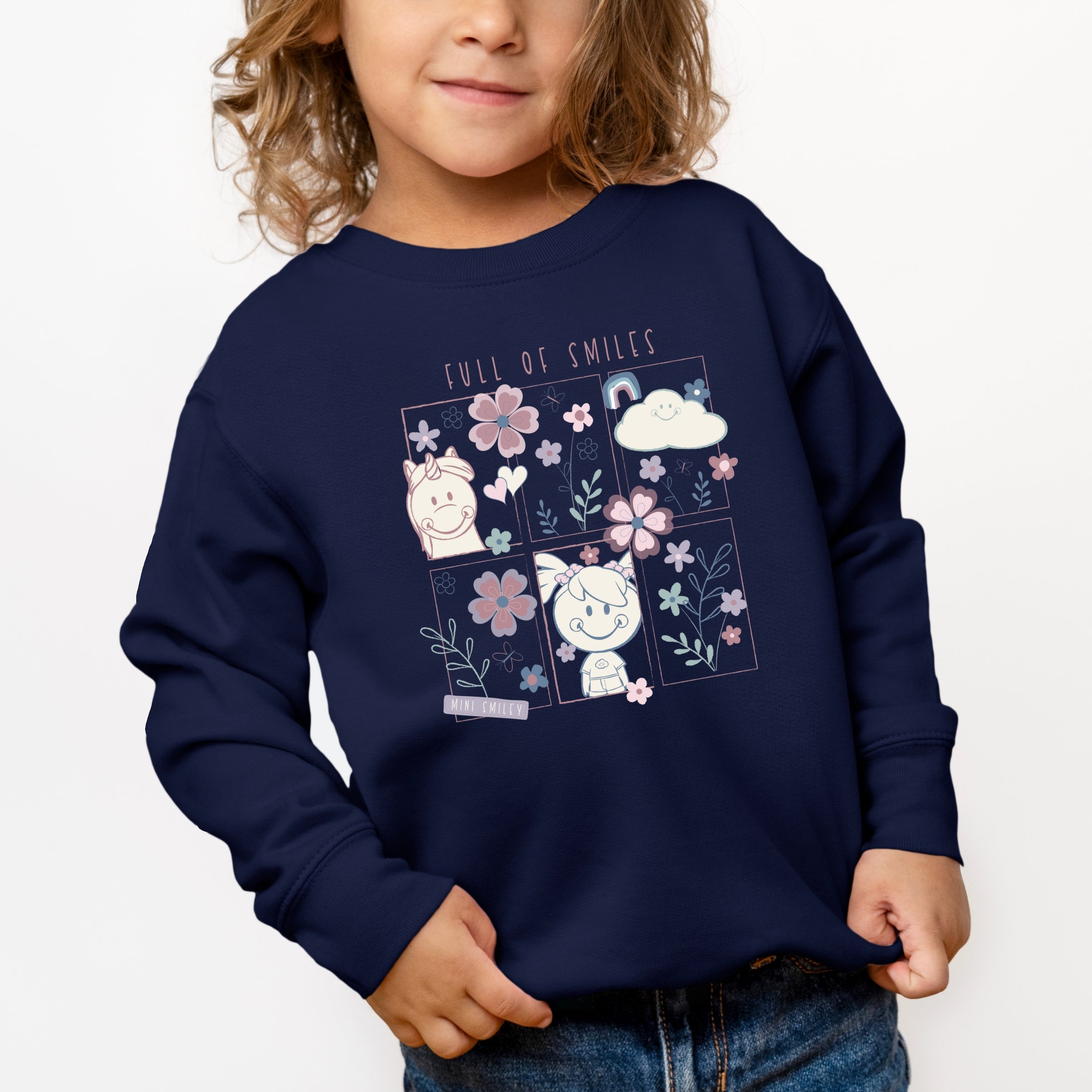 Mini Smiley Full of Smiles Outline - Toddler Graphic Sweatshirt