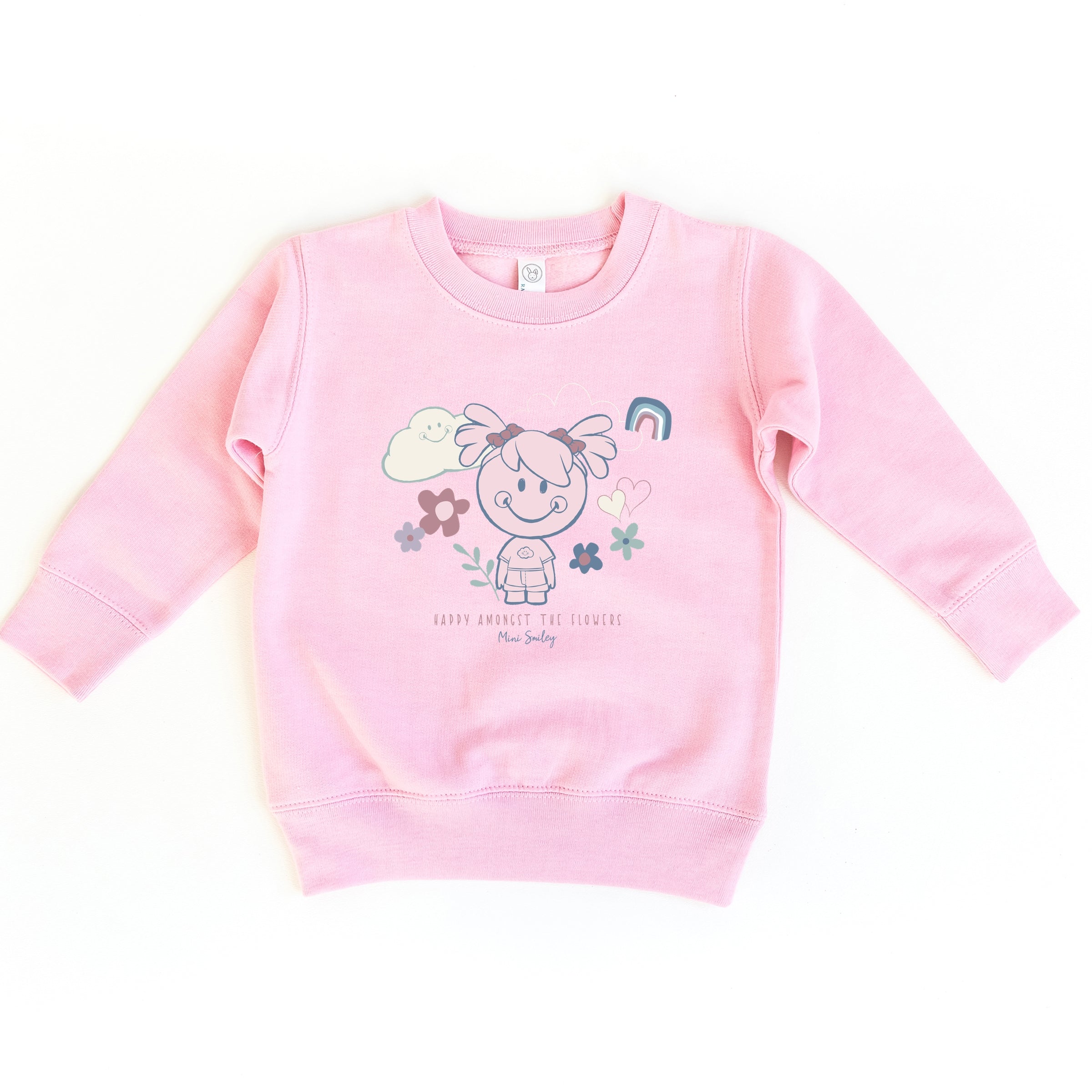 Mini Smiley Happy Amongst The Flowers - Toddler Graphic Sweatshirt