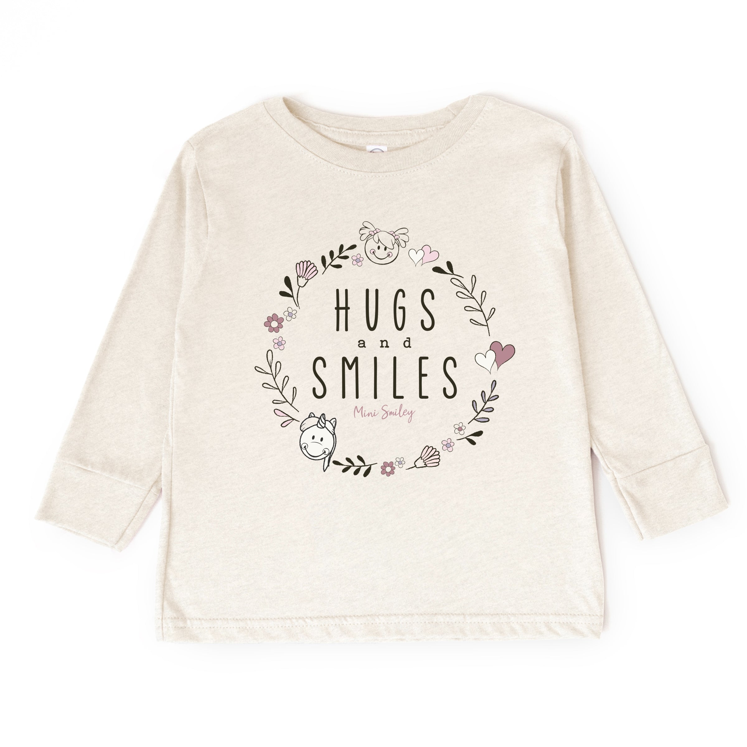 Mini Smiley Hugs and Smiles - Toddler Long Sleeve Graphic Tee