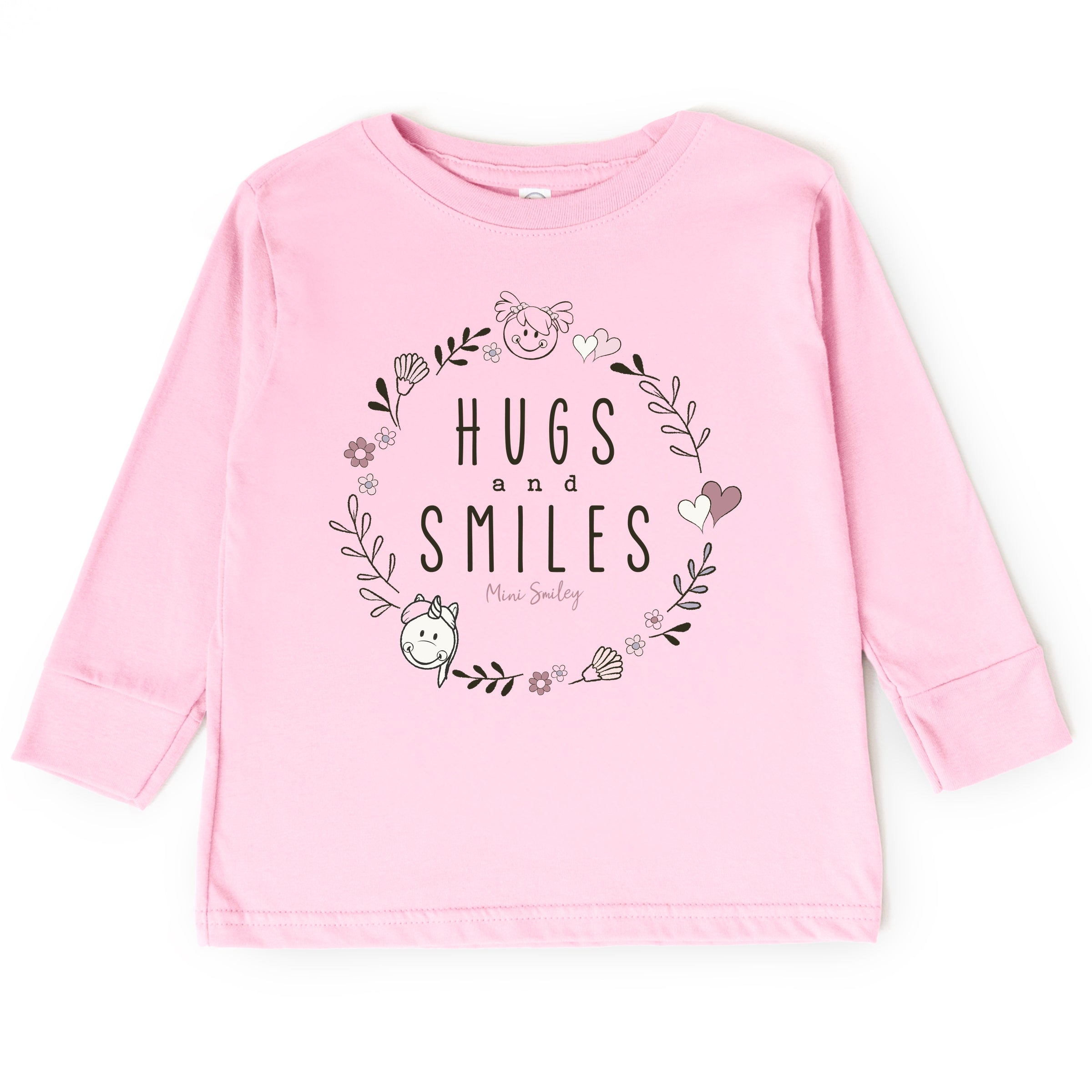 Mini Smiley Hugs and Smiles - Toddler Long Sleeve Graphic Tee