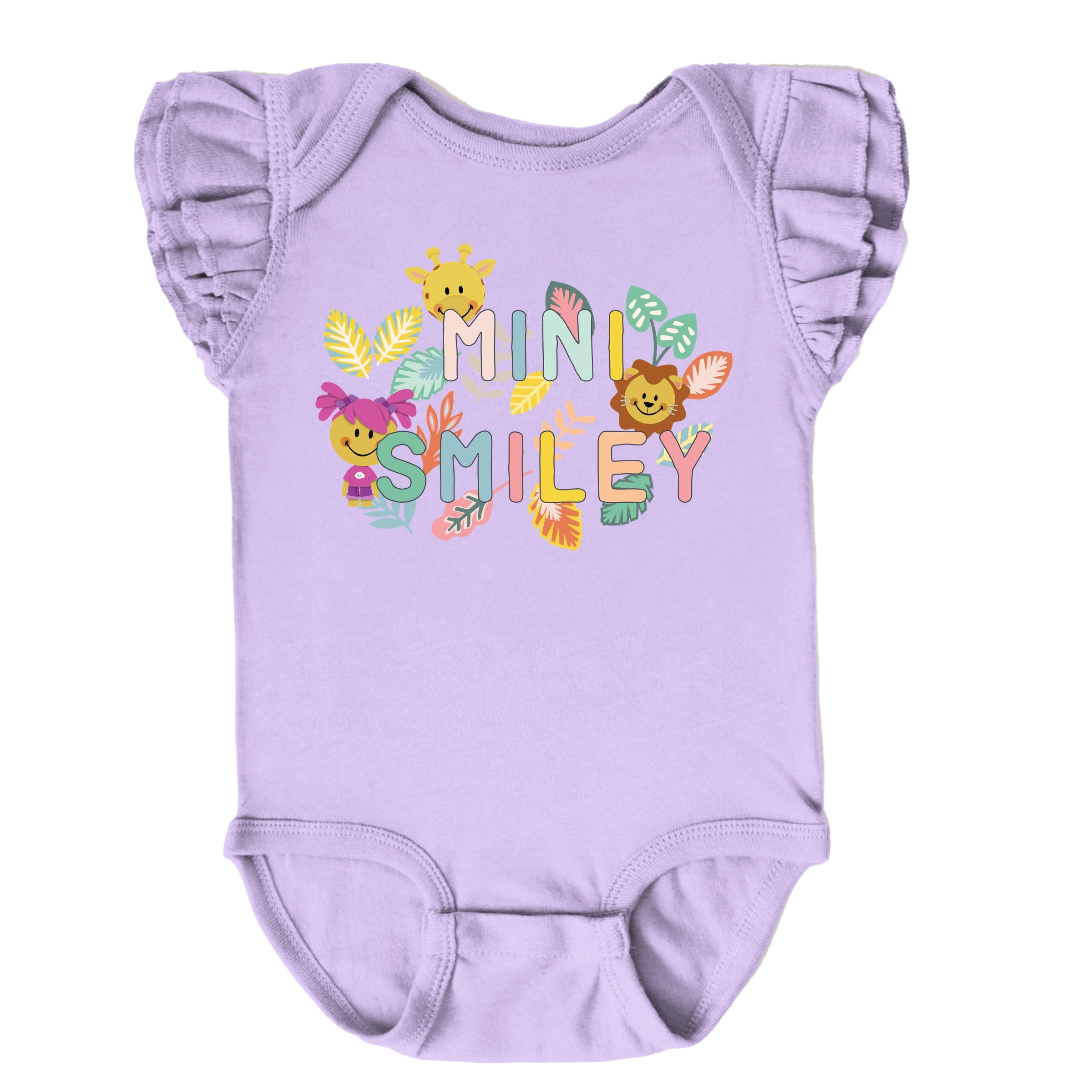 Mini Smiley Leaves - Baby Flutter Sleeve Bodysuit