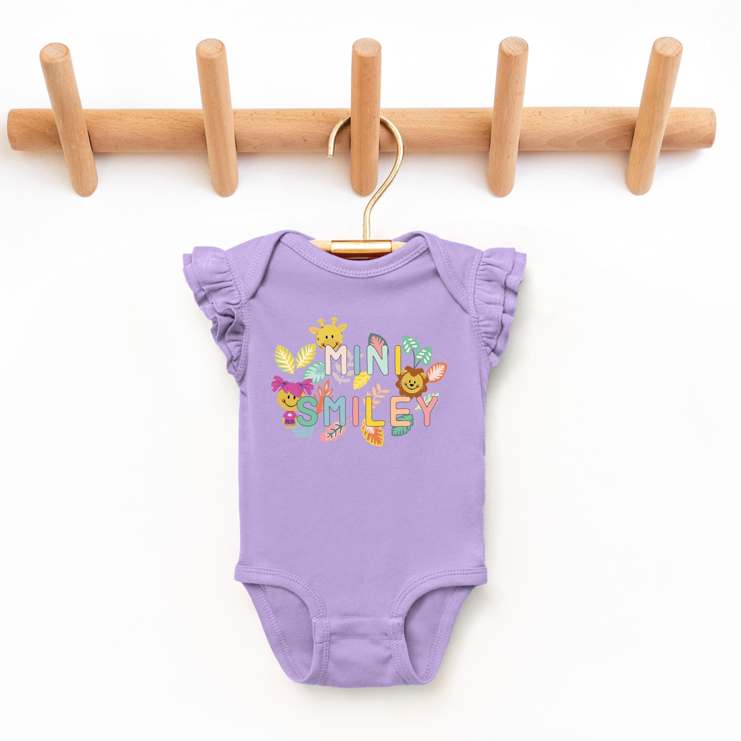 Mini Smiley Leaves - Baby Flutter Sleeve Bodysuit