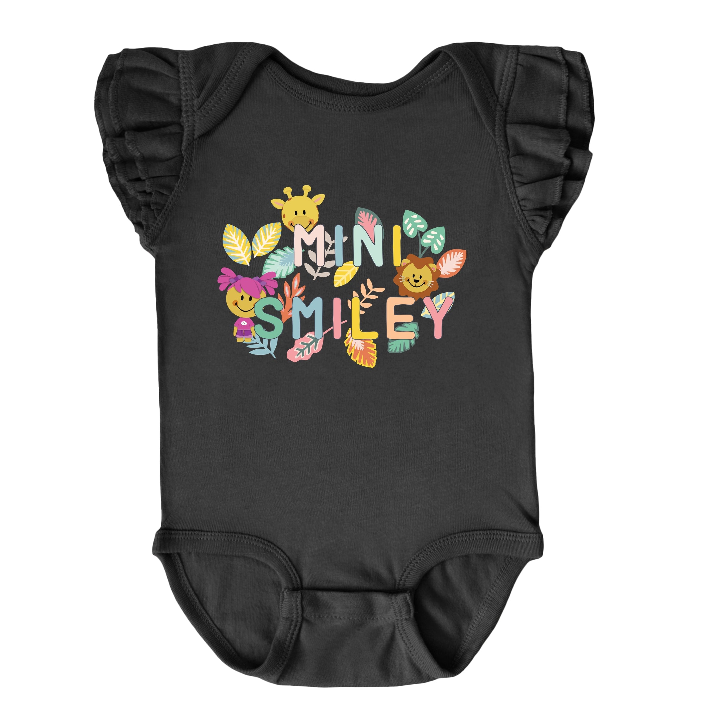 Mini Smiley Leaves - Baby Flutter Sleeve Bodysuit