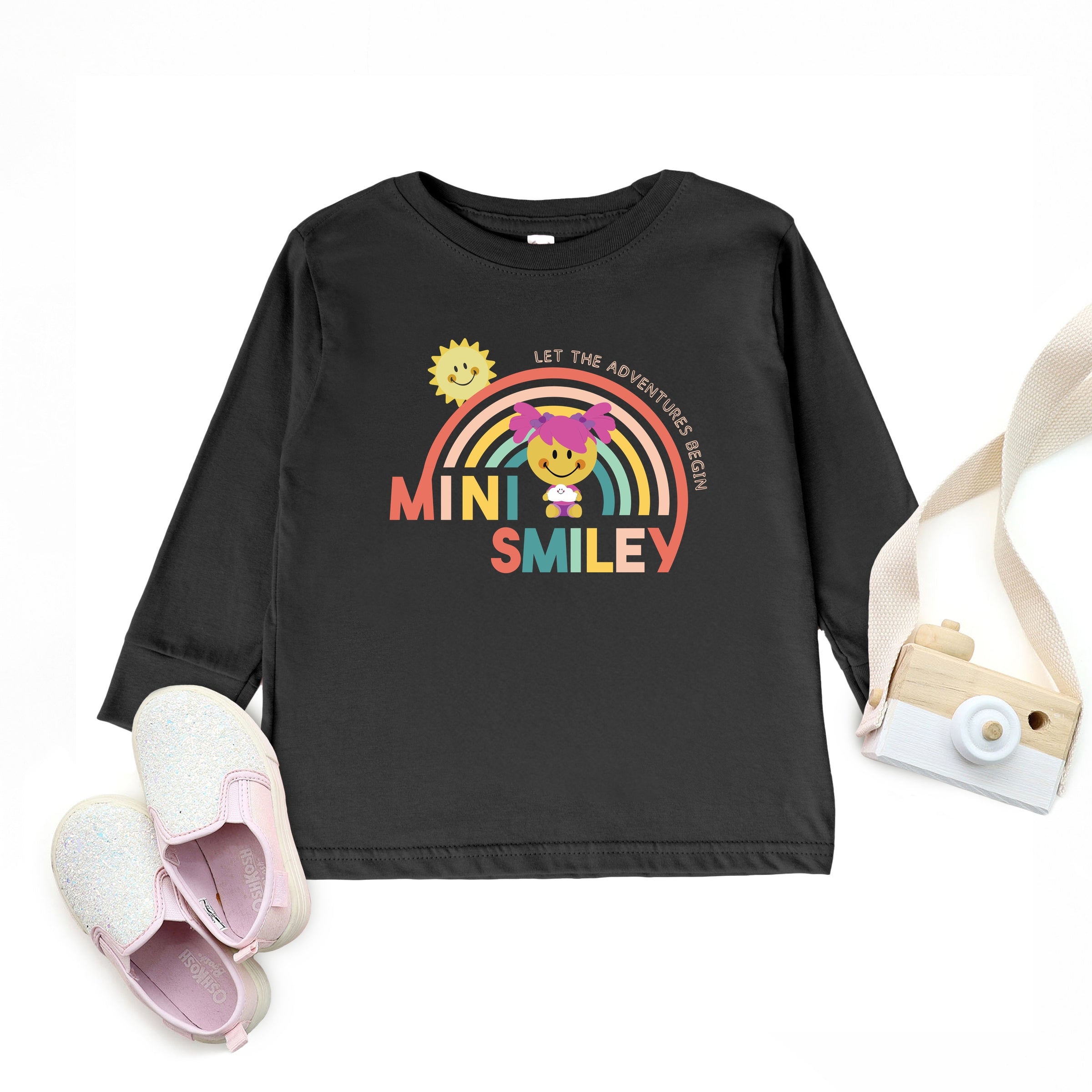 Mini Smiley Let The Adventures Begin Aria - Toddler Long Sleeve Graphic Tee