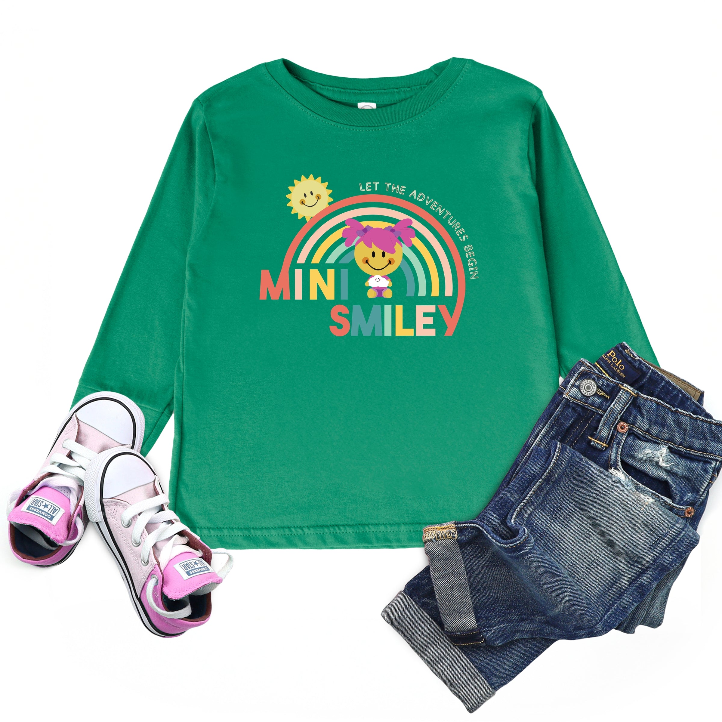 Mini Smiley Let The Adventures Begin Aria - Toddler Long Sleeve Graphic Tee