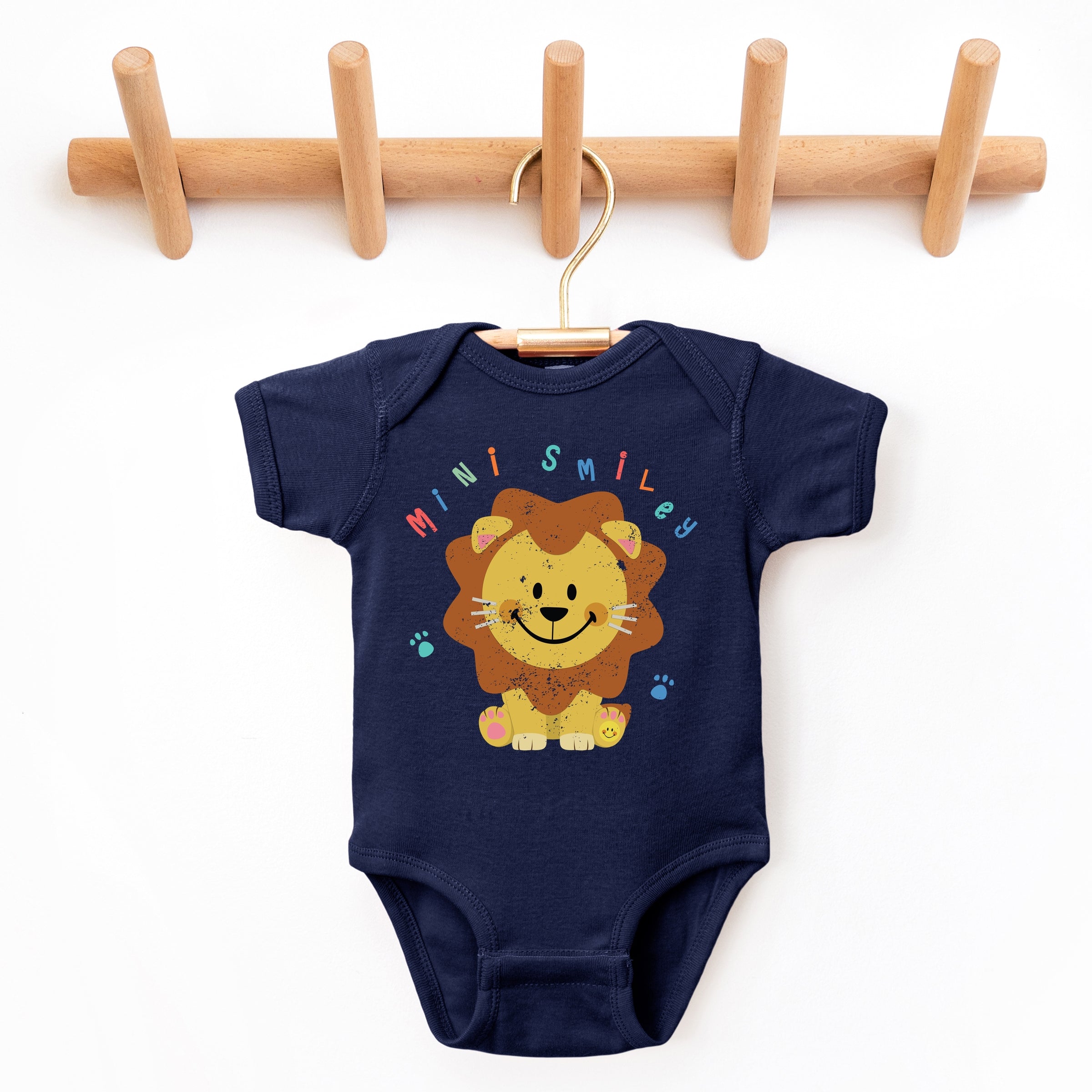 Mini Smiley Lion Paws - Baby Short Sleeve Graphic Bodysuit