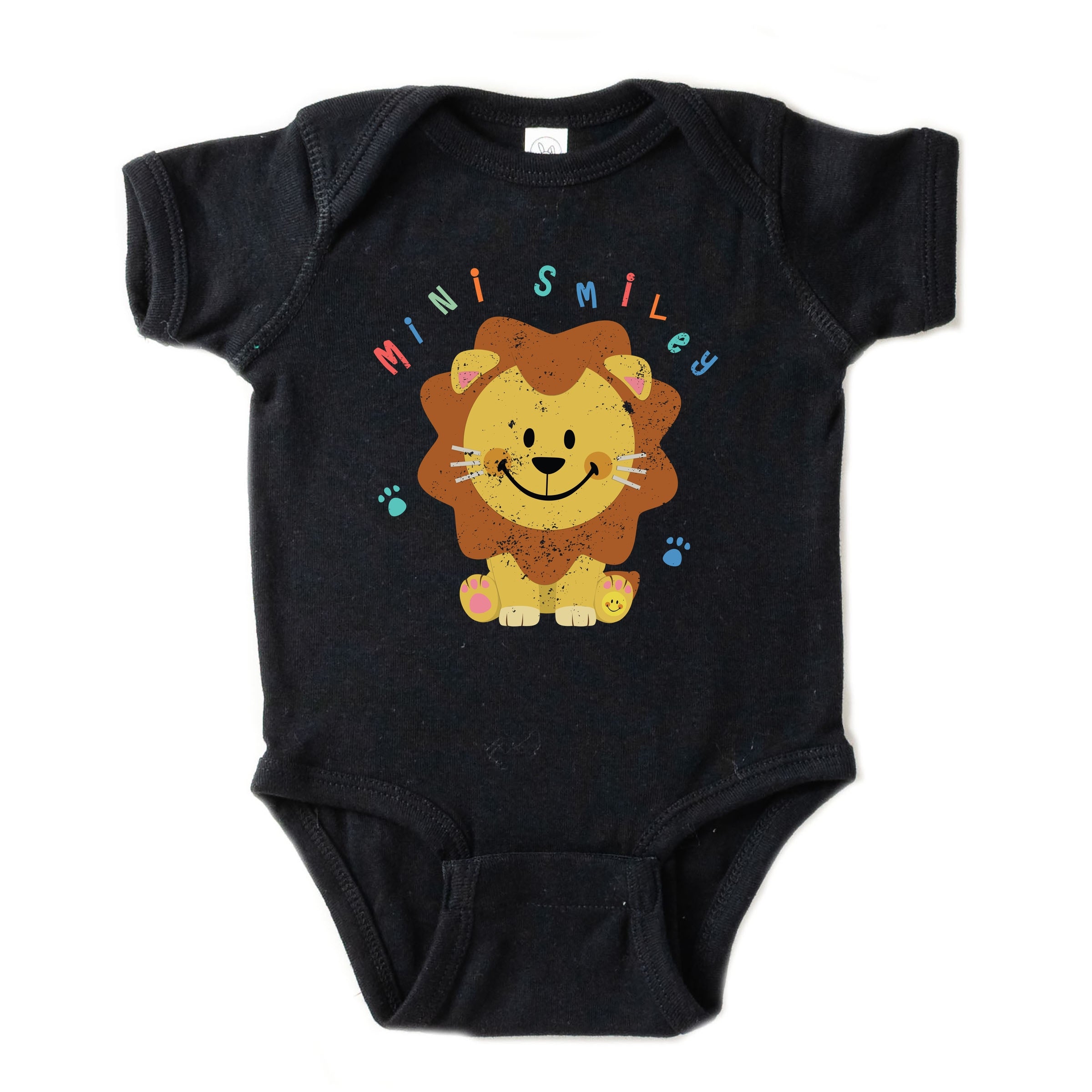 Mini Smiley Lion Paws - Baby Short Sleeve Graphic Bodysuit