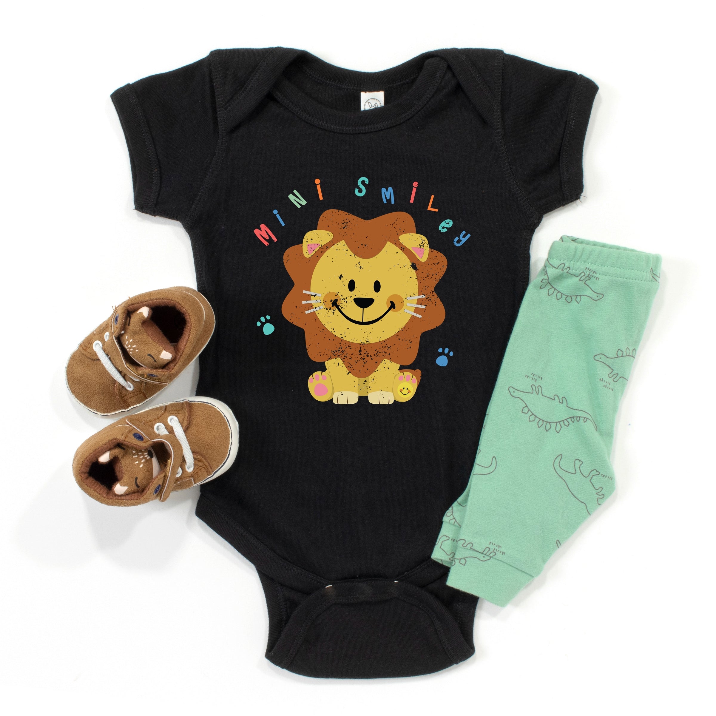 Mini Smiley Lion Paws - Baby Short Sleeve Graphic Bodysuit