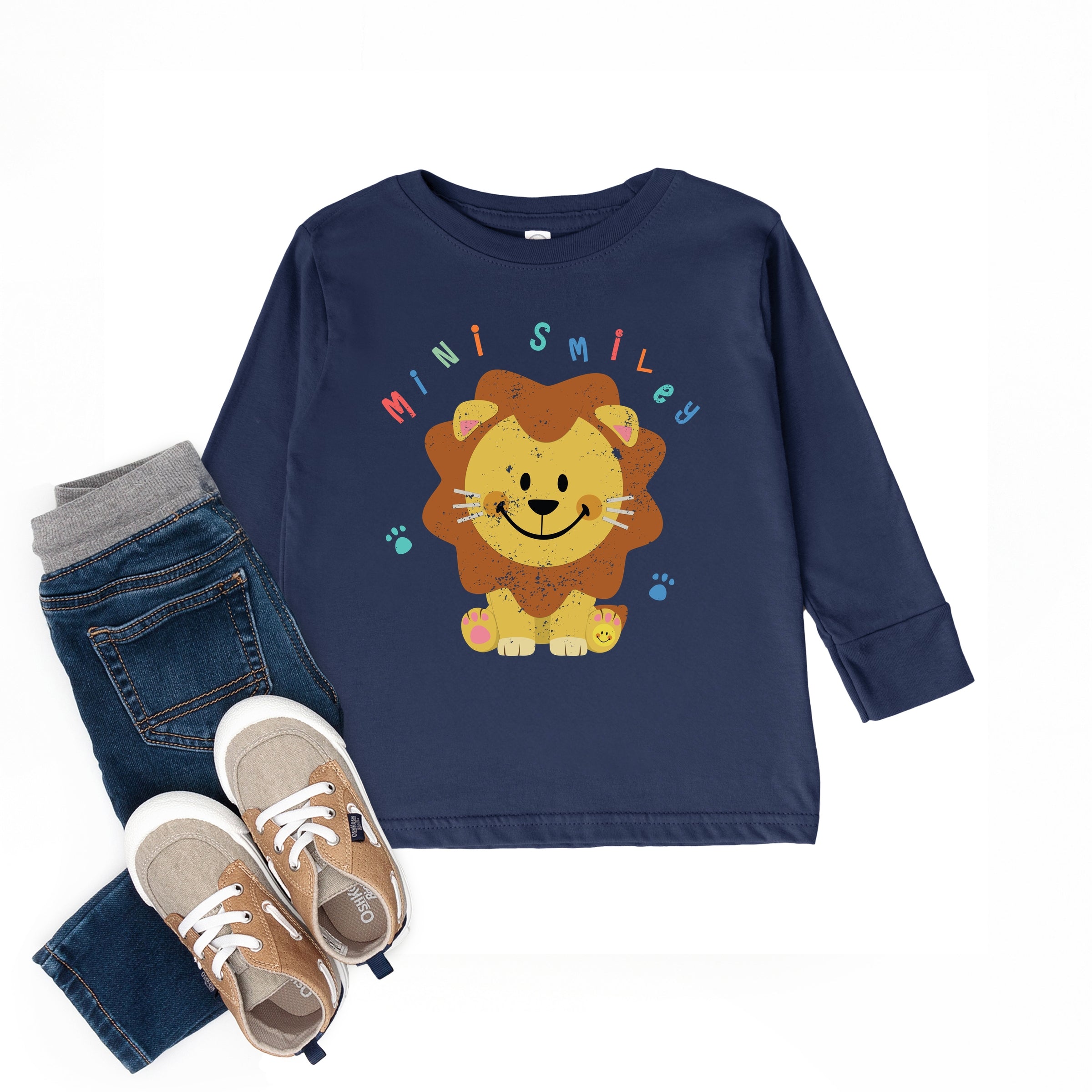 Mini Smiley Lion Paws - Toddler Long Sleeve Graphic Tee