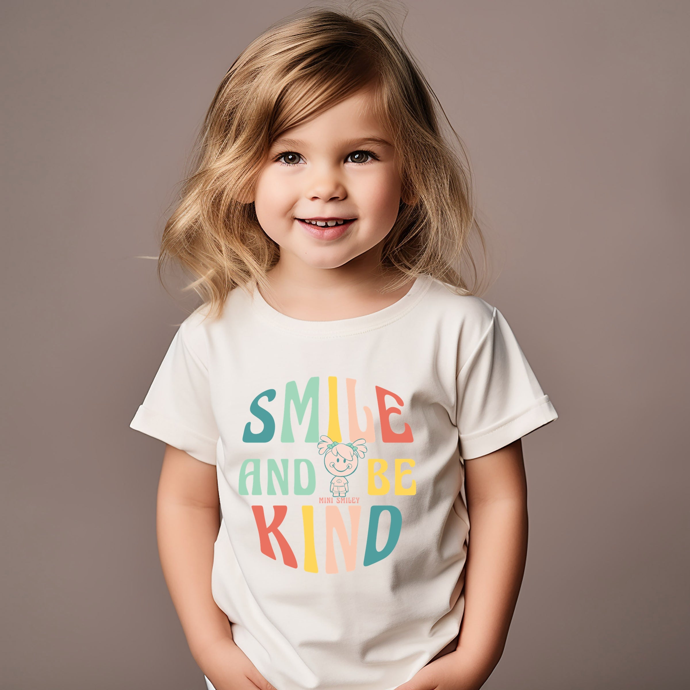 Mini Smiley Smile and Be Kind Aria - Toddler Short Sleeve Graphic T-Shirt