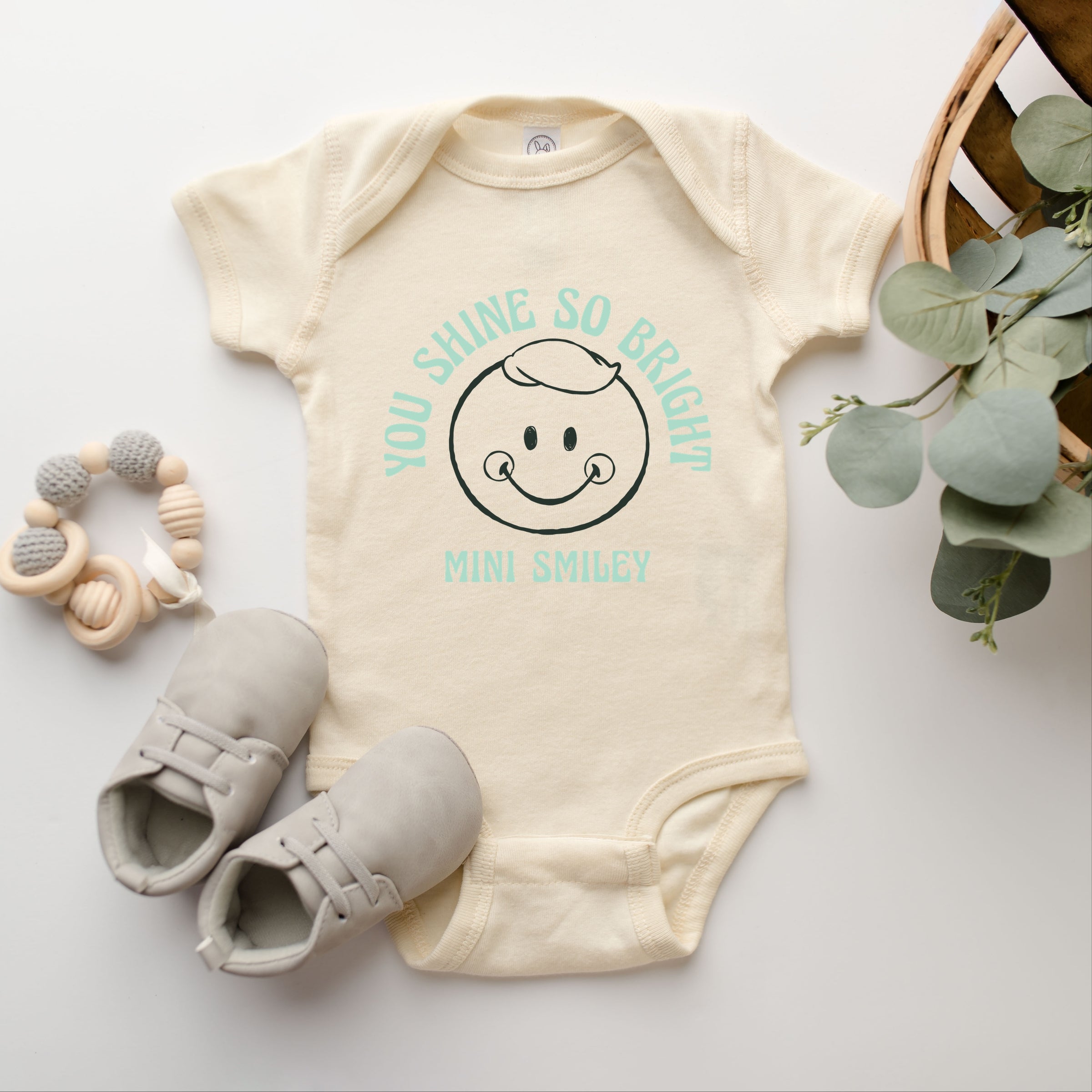 Mini Smiley You Shine So Bright - Baby Short Sleeve Graphic Bodysuit