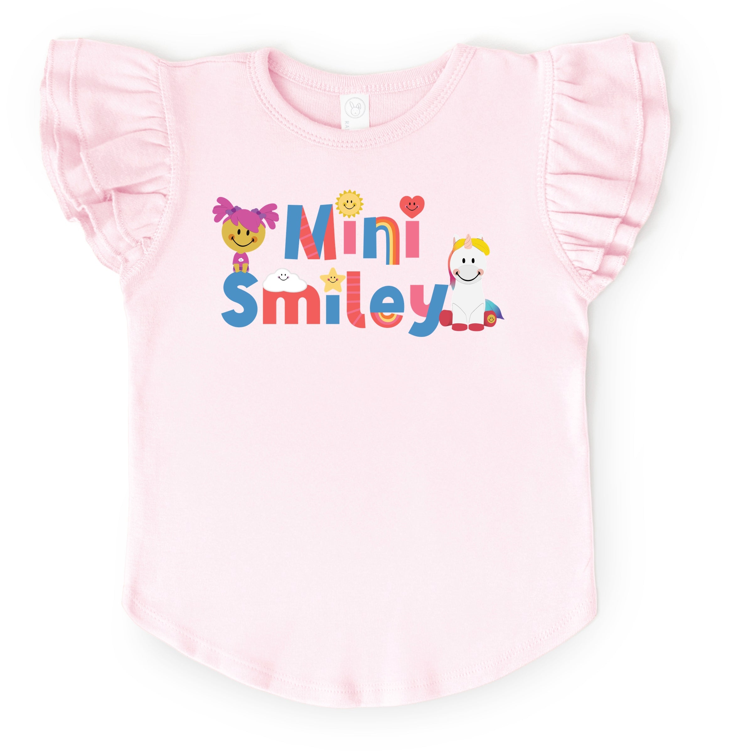 Mini Smiley Icons Unicorn - Flutter Sleeve Graphic T-Shirt