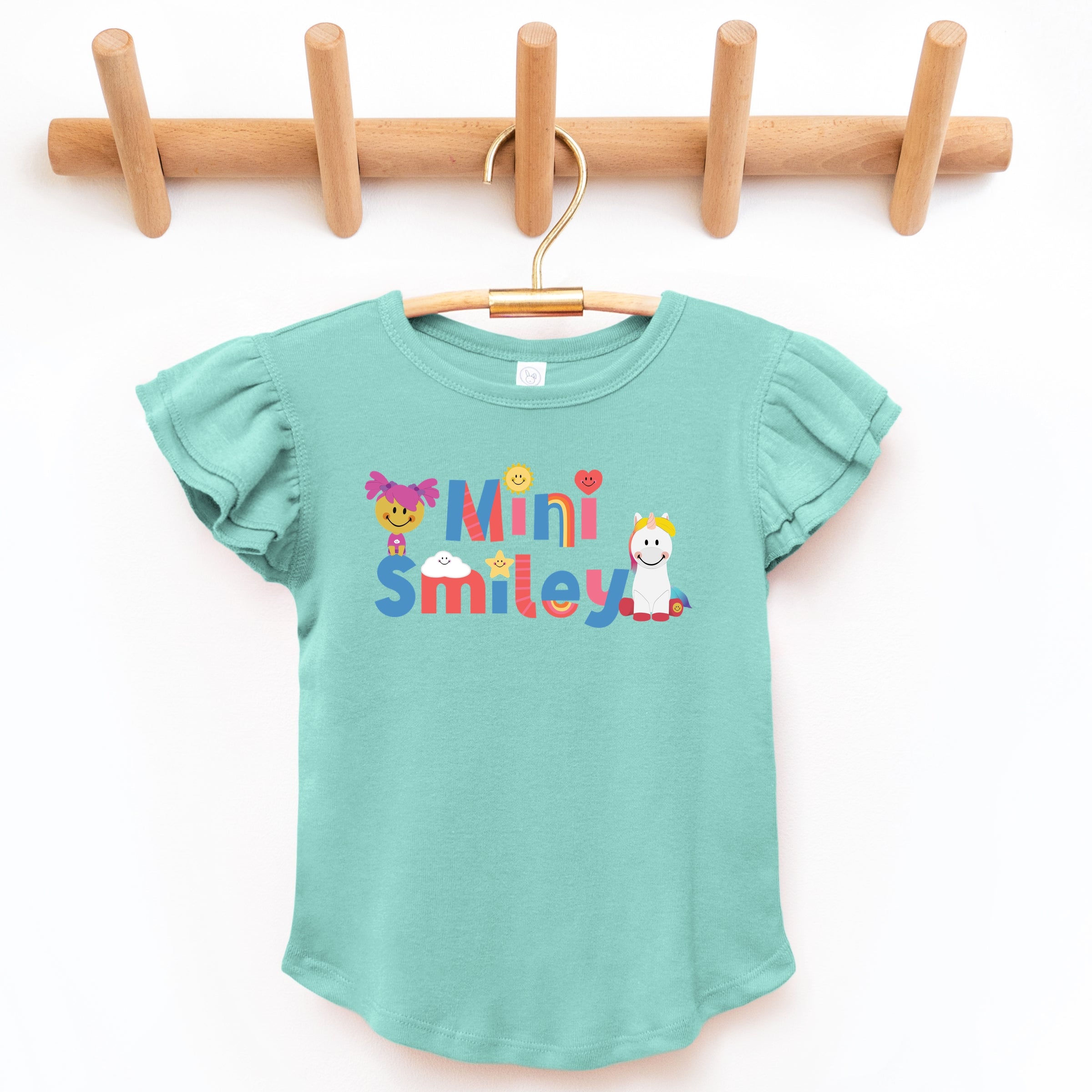 Mini Smiley Icons Unicorn - Flutter Sleeve Graphic T-Shirt